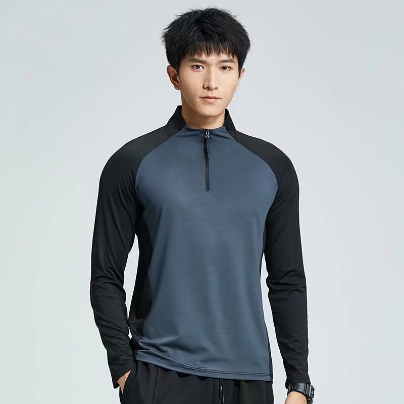 TK Camiseta De Entrenamiento Para Hombres Con Cuello Media Cremallera Secado Rápido Manga Larga Protección Solar Deporte Atletismo Correr