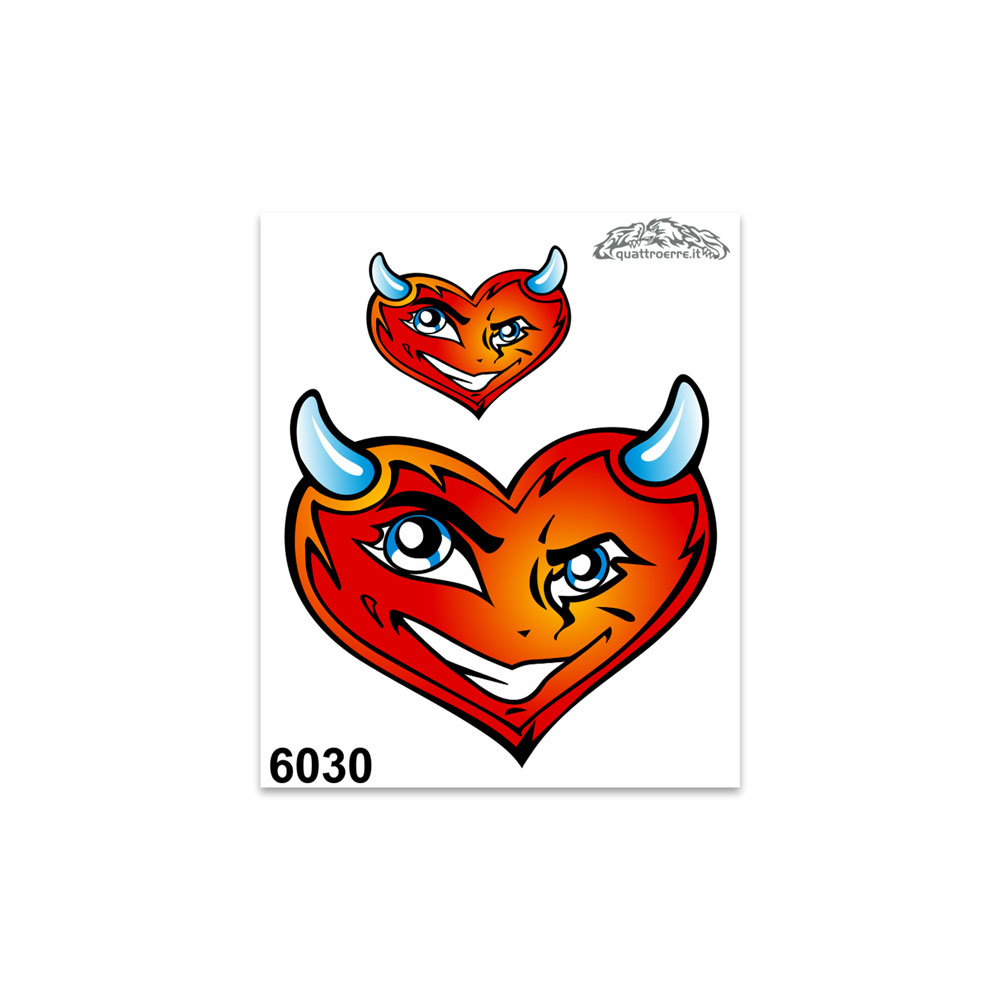Pegatinas Corazón Diablo 10x12 cm