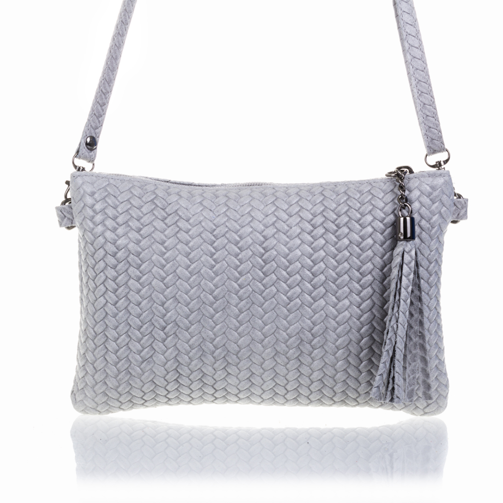 Firenze Artegiani. Oleggio Bolso bandolera Mujer.Piel auténtica Gamuza Grabado Espiga . Made in Italy. Vera Pelle Italiana.