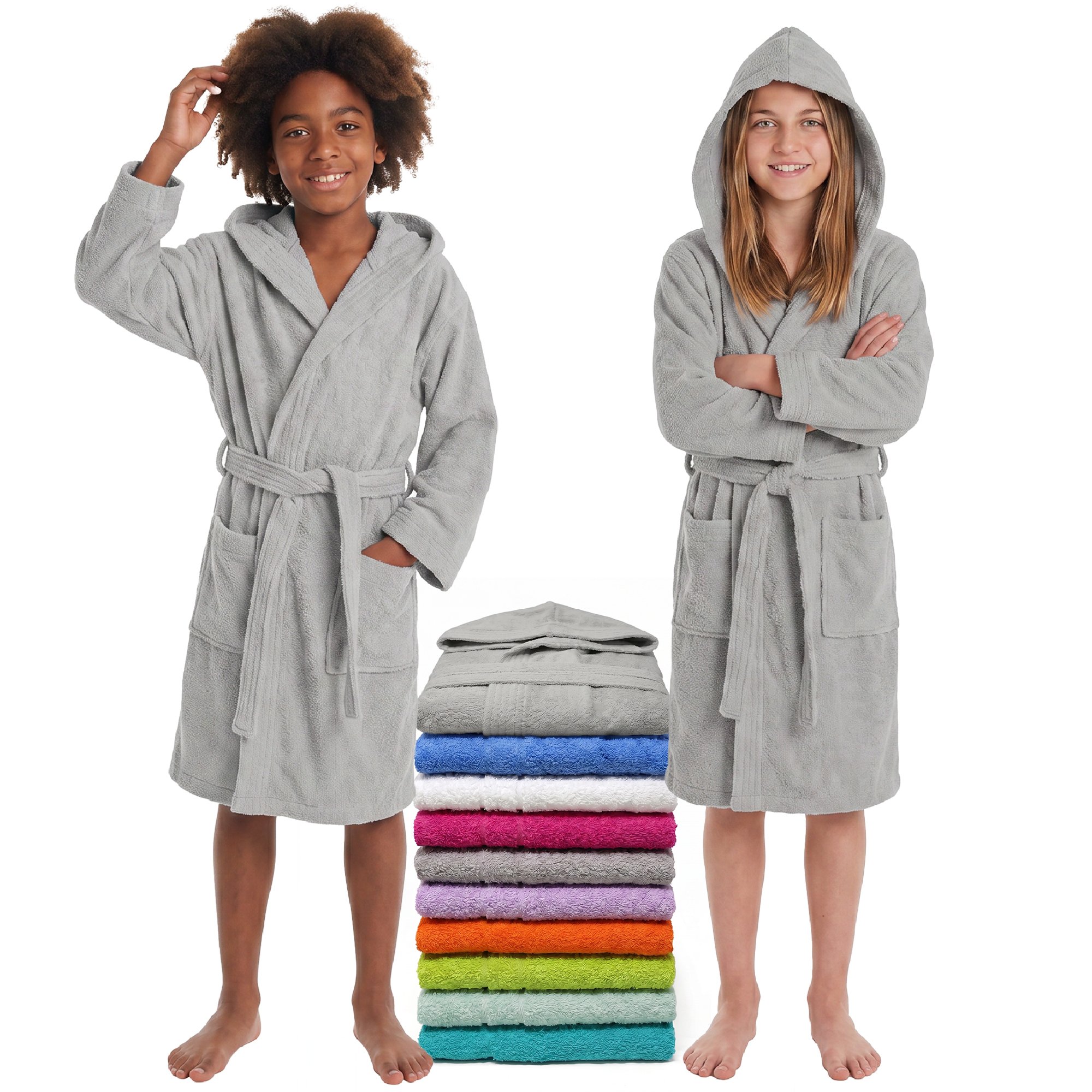 Albornoz infantil para niño y niña 100% algodón con capucha Suave y absorbente - STILIA BASIC