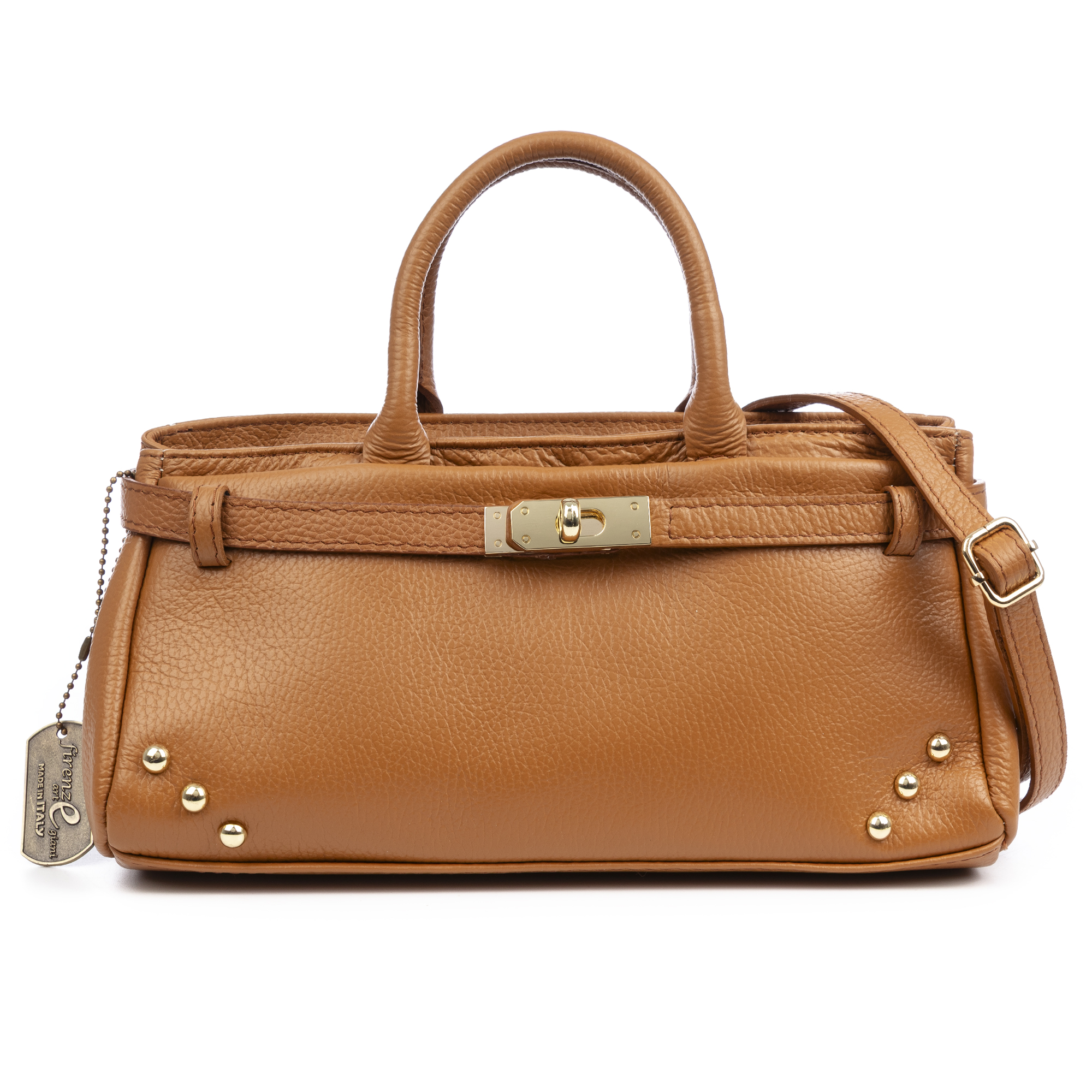 FIRENZE ARTEGIANI Bolso de mano Mujer. Piel auténtica Dollaro. 31x15x14cm