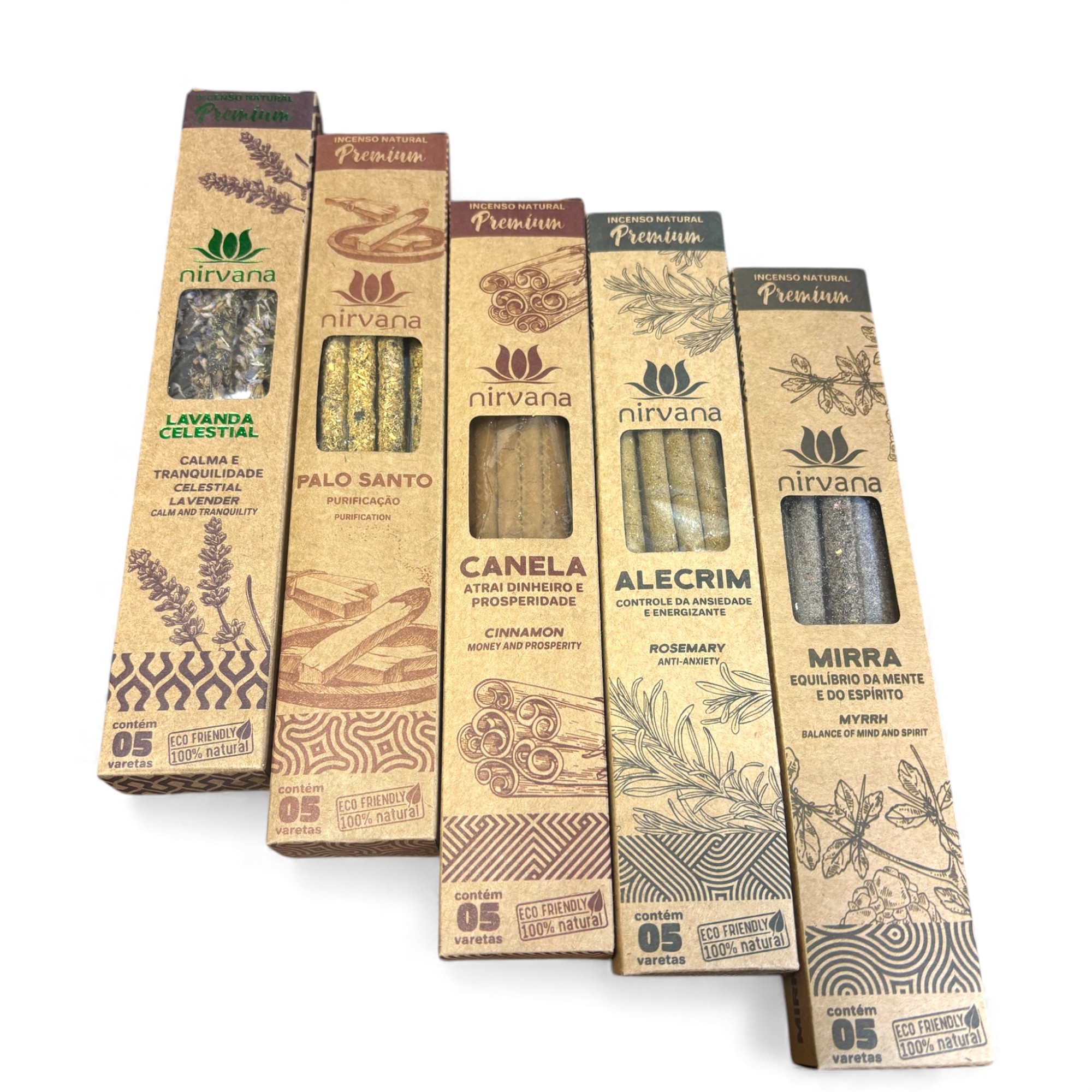 Incienso Nirvana Premium Pack 2 Cajas - 10 Varillas Naturales Aromaticas Surtidas - Fabricado en Brasil con Aceites Naturales - 2h de Duracion por Varilla