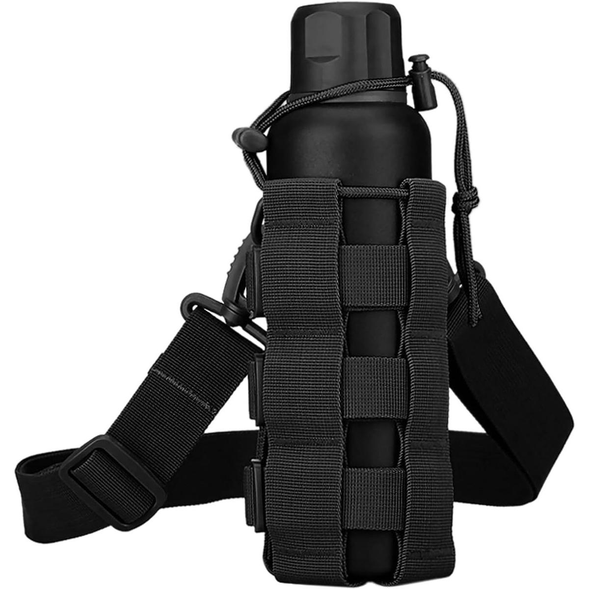 Portabotellas ajustable - Nylon con cordón - Ideal para camping, viajes y senderismo - Diseño moderno - 18 x 11 x 4 cm