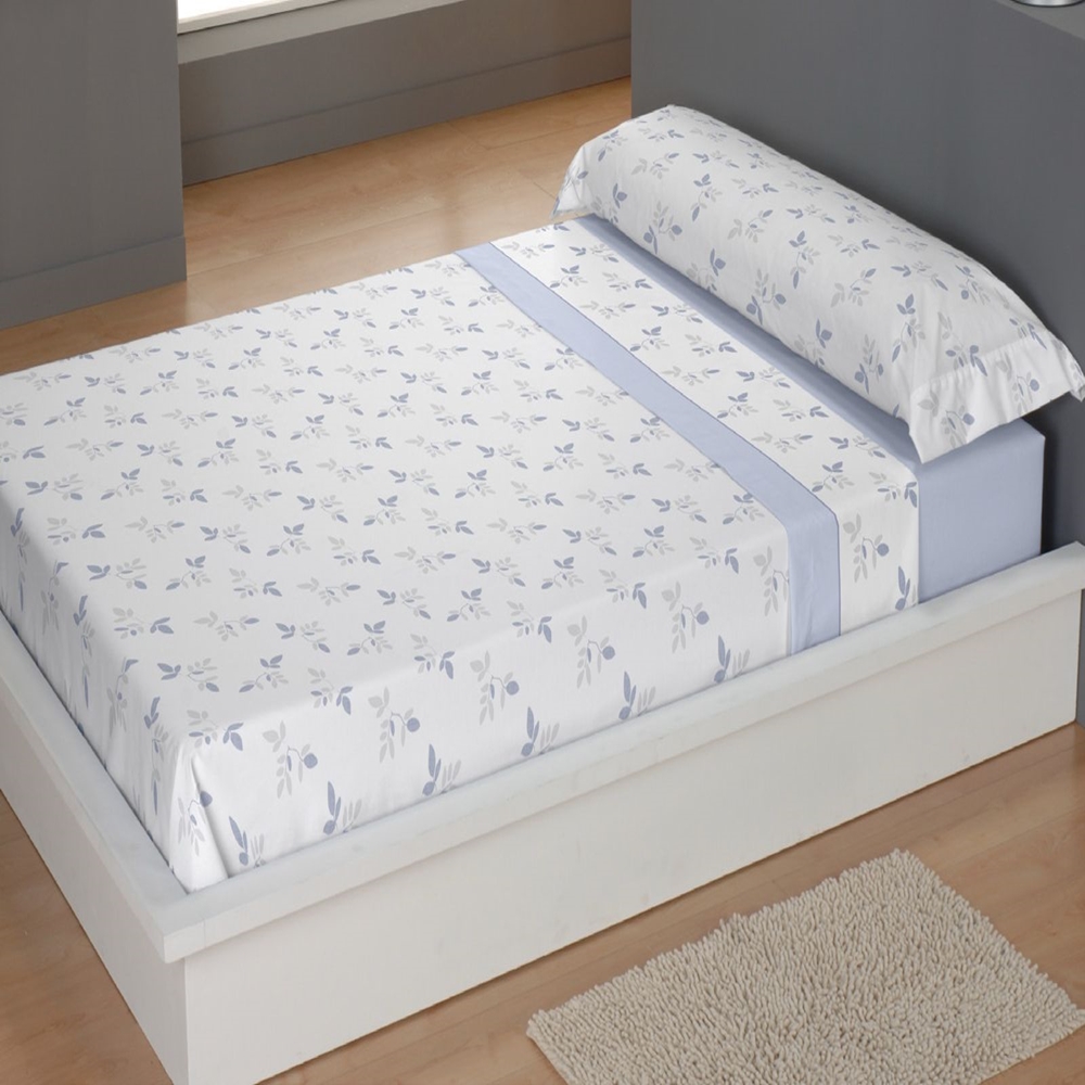 CARPE DIEM Juego de Sábanas de Microfibra Estampada Mod. JANE Color Azul- Conjunto de Ropa de Cama 3 o 4 Piezas para Cama 90, 105, 135, 150, 150/160 (2 Almohadas) y 180 cm, Suaves, Transpirables Válidos para Colchones hasta 28 cm de Grosor