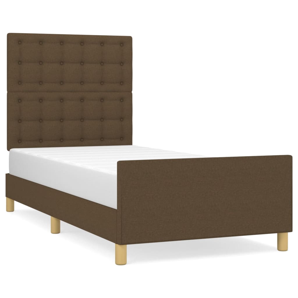 vidaXL Estructura de cama sin colchón tela marrón oscuro 90x200 cm
