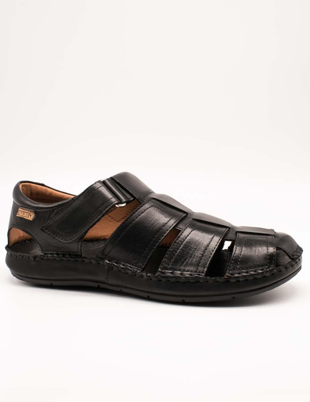 Pikolinos Tarifa 06J-5433 Sandalia Hombre Piel Negra Velcro 2.5cm