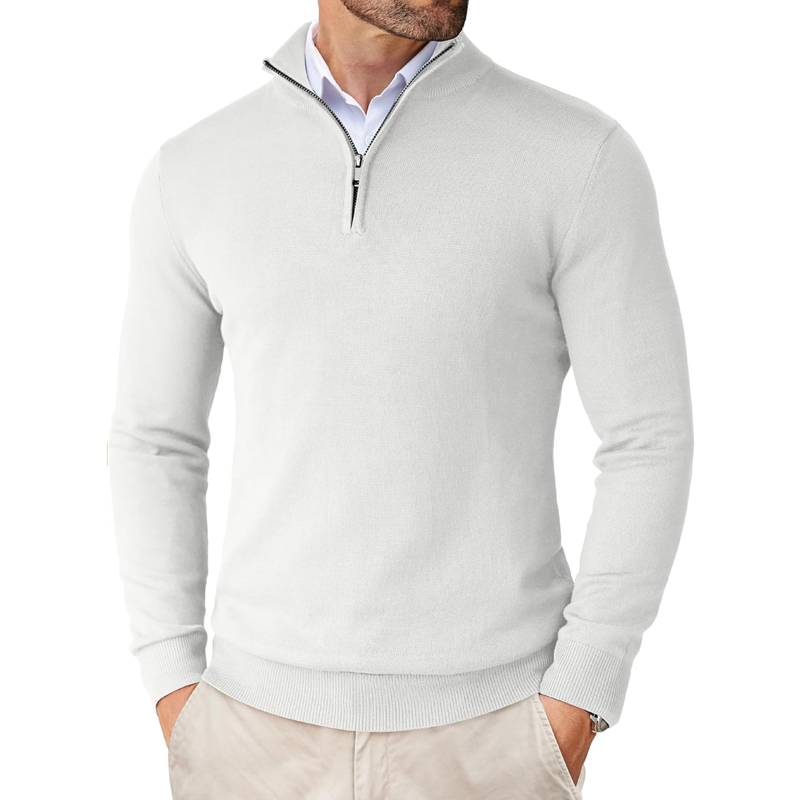 TK Suéter De Cuello Alto Mock Para Hombres Con Cierre De Cremallera Ligero Y Ajustado Casual De Mitad De Cuello Tejido Para Exterior Y Calle Otoño E Invierno