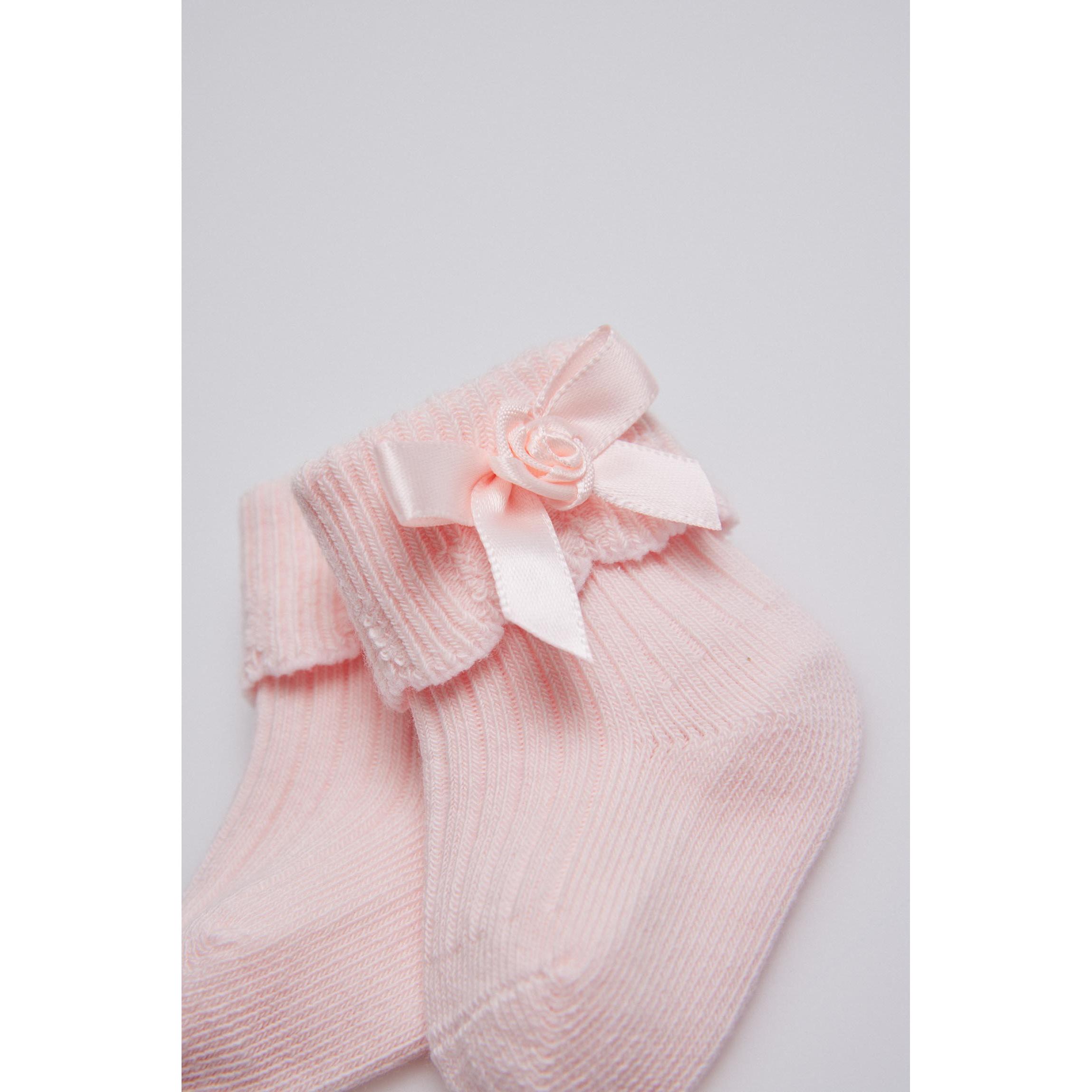 Ysabel Mora - Calcetines canalé con lazo recién nacido rosa