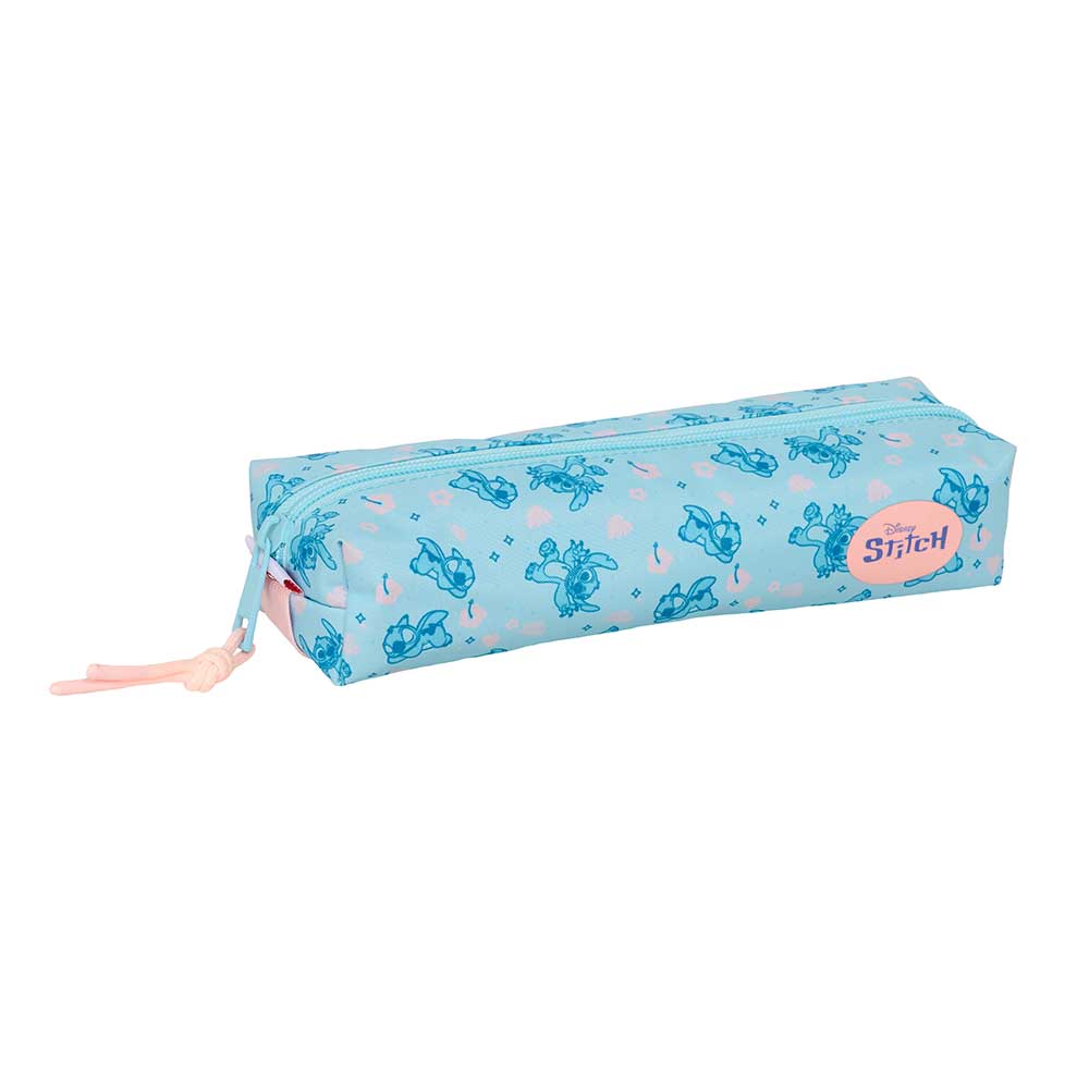 SAFTA | Portatodo Rectangular Disney Stitch Con Goma Elástica Trasera, Estuche Escolar Organizador 1 Compartimento con Cremallera, Acoplable a Cuaderno o Carpeta, Vuelta al Cole, Compacto y Resistente