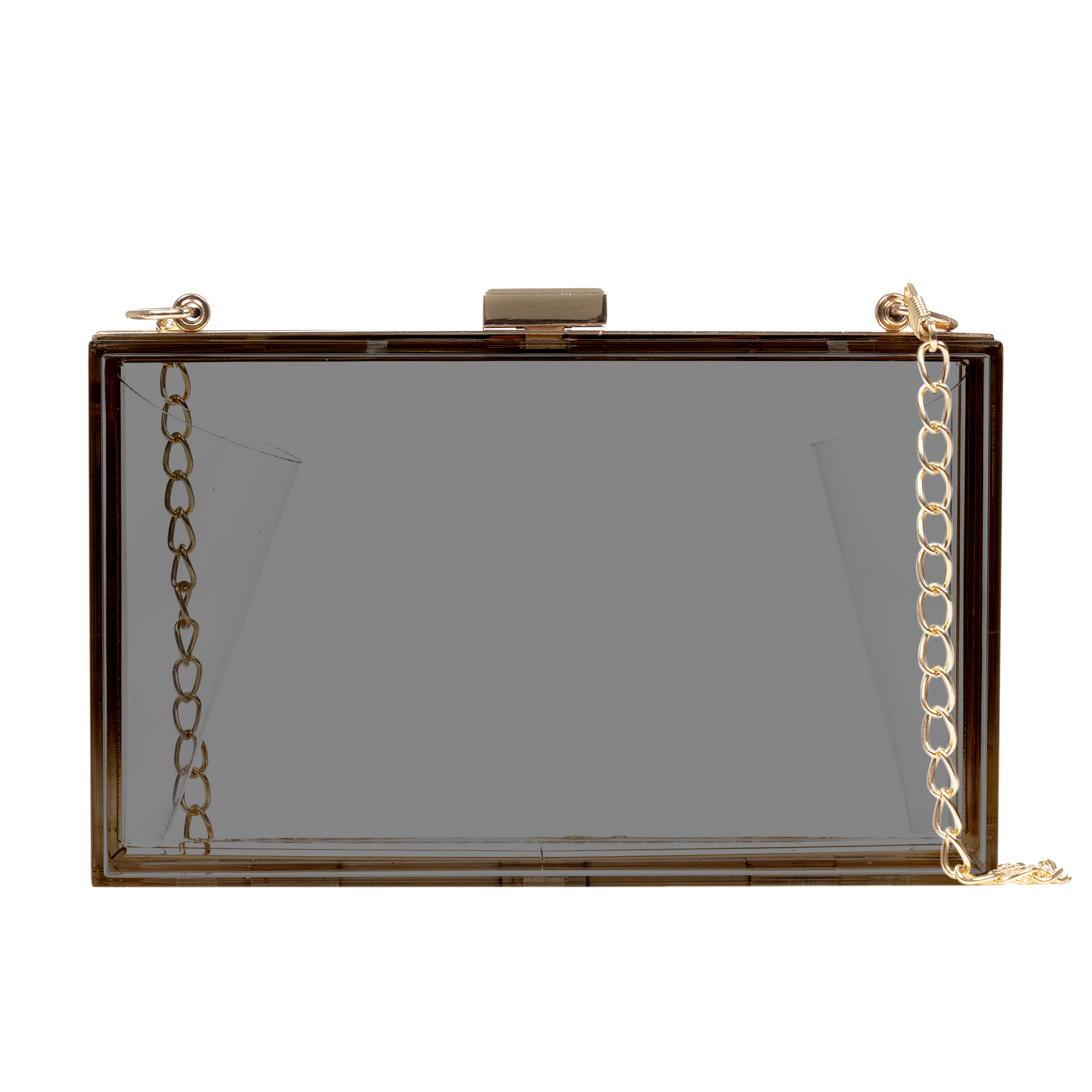 Libelulla. Villalfonsina bolso Clutch de mano, de metacrilato transparente con cadena. 18x5x11cm.