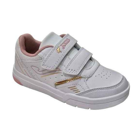 Zapatillas Deportivas Con Velcro Para Niñas, Marca Joma, En Color Blancoy Rosa. Joma Buddy