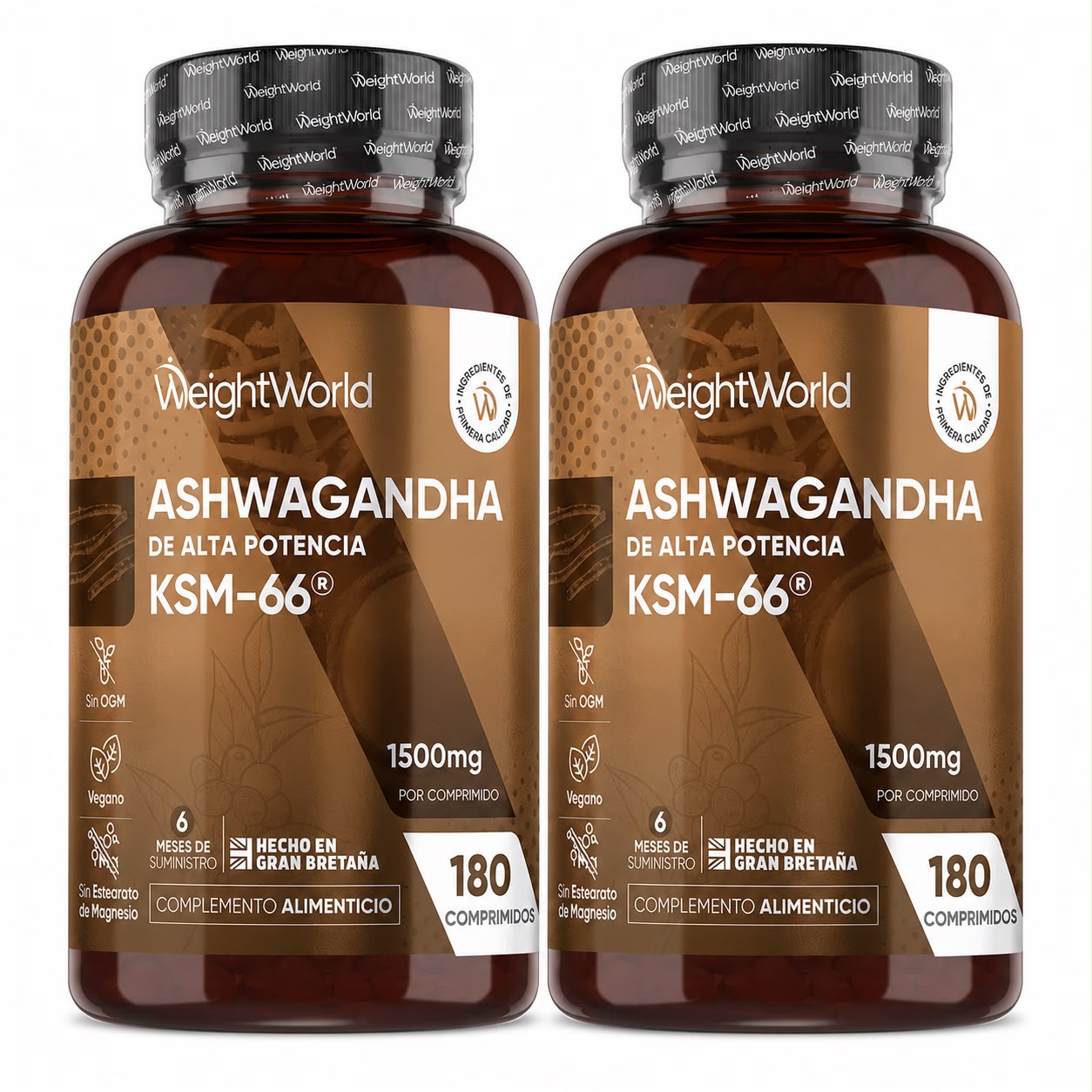 Ashwagandha KSM-66 1500mg, 360 Comprimidos, 12 Meses de Suministro - 12:1 del Extracto de la Raíz de Withania Somnifera, Apto para Veganos, Sin Estearato de Magnesio ni OGM WeightWorld