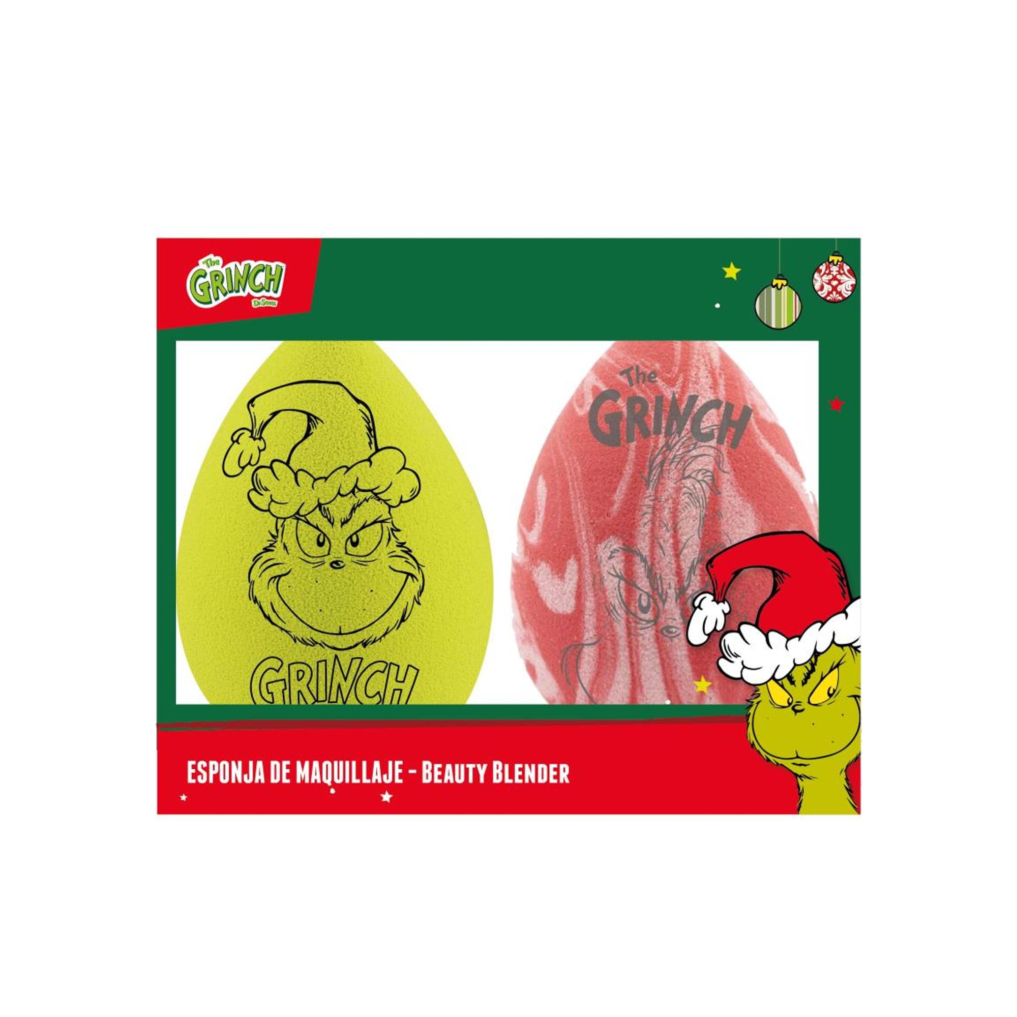 Esponjas de Maquillaje The Grinch para Navidad, Beauty Blender Temática, Textura Suave con Diseño Exclusivo, Ideal para Looks Festivos y Regalo Original