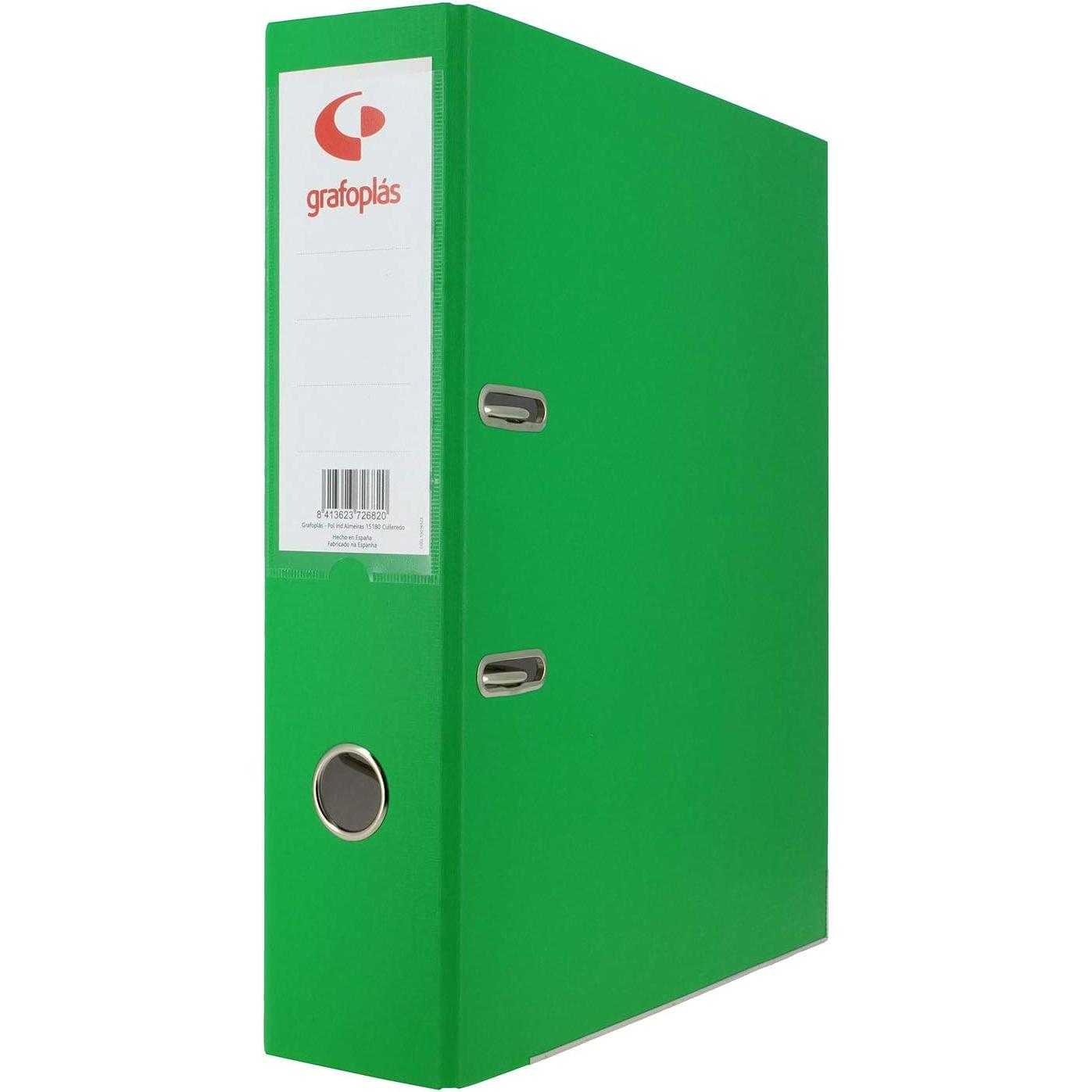 Grafoplas Archivador Con Palanca de 65mm Din-a4 - Carton de 2.5 Mm - Forrado En Pp - Grafcolor Verde