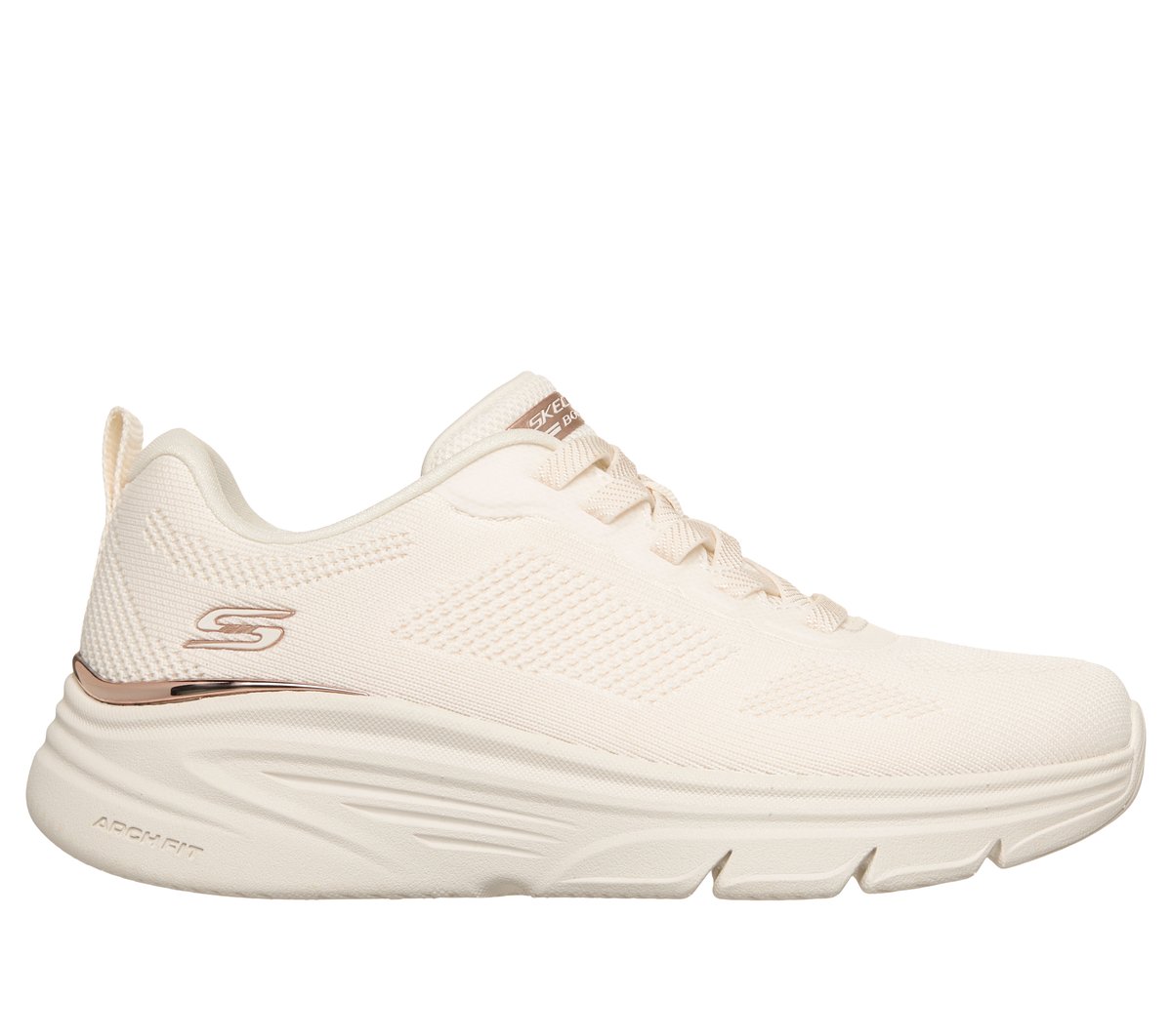 Skechers BOBS Sport Arch Fit Elev8 117720 - Zapatillas Mujer Blanco Roto Slip-On con Cordones Elásticos, Soporte de Arco y Memory Foam