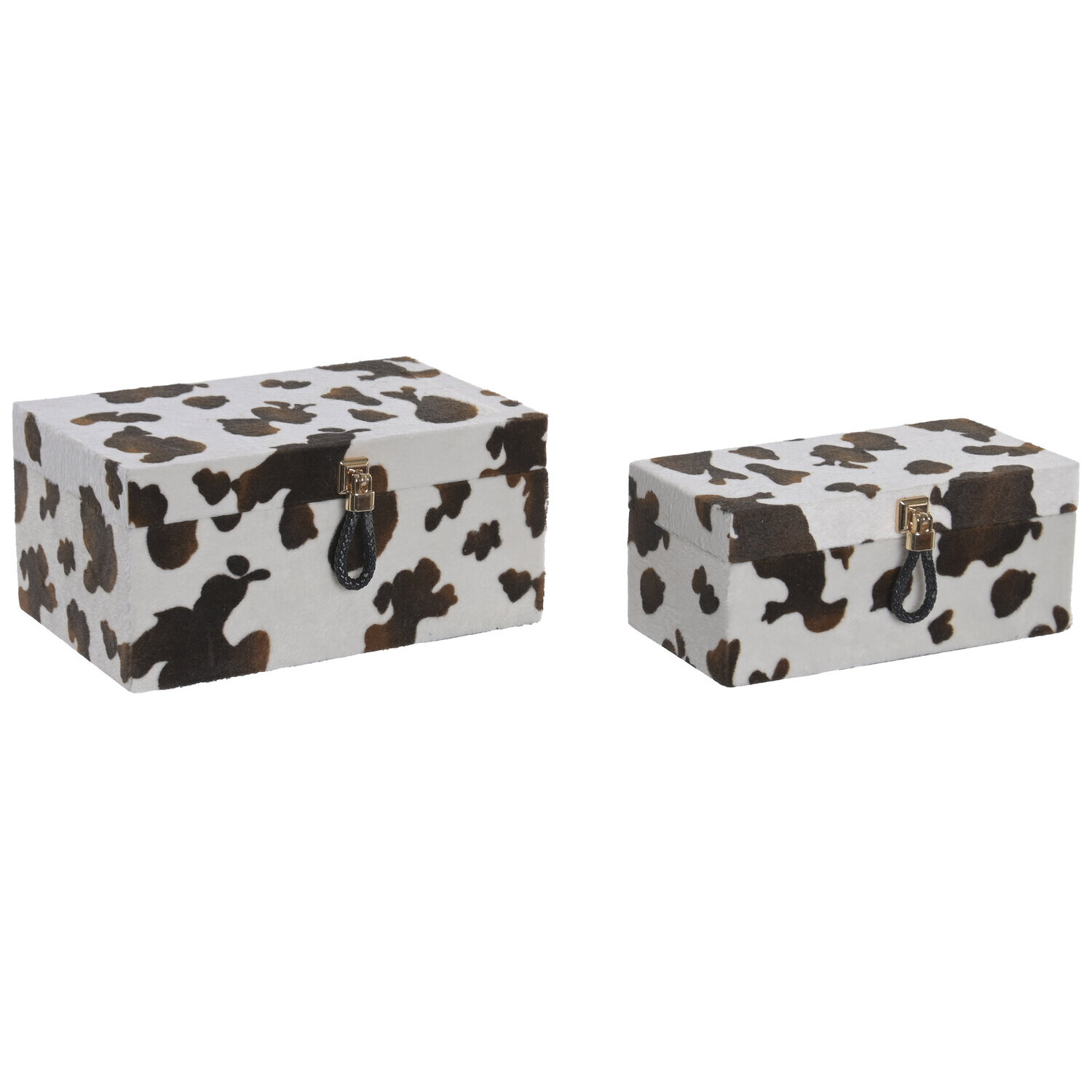Set de 2 cajas decorativas, de madera poliéster, poliéster, en color blanco marron, medidas 30x18x14 cm Fijalo