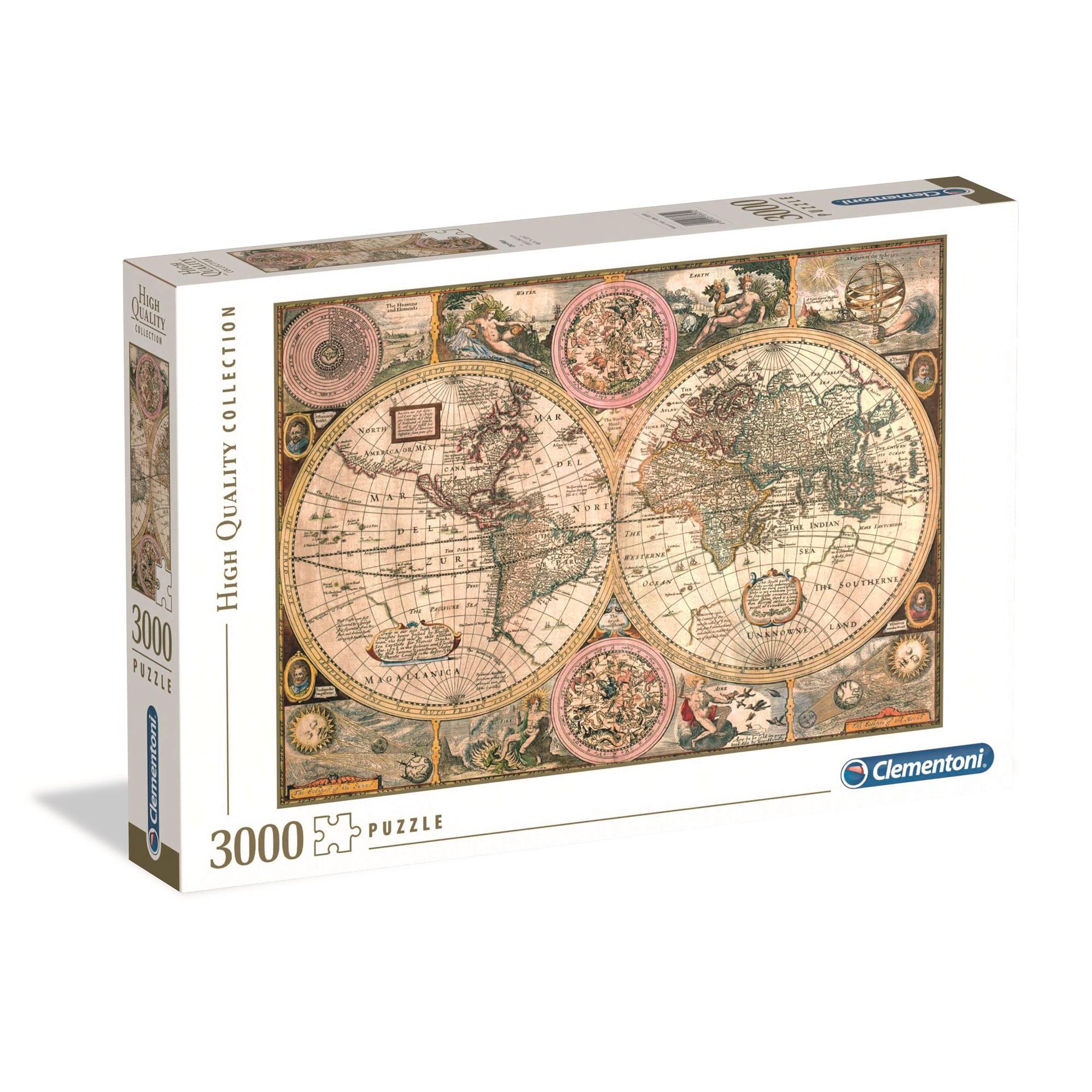 Clementoni - Puzzle 3000 Piezas - Temática Mapa Antiguo, Juego Educativo para Mayores de 15 Años, Material Ecológico Reciclado - Fabricado en Italia