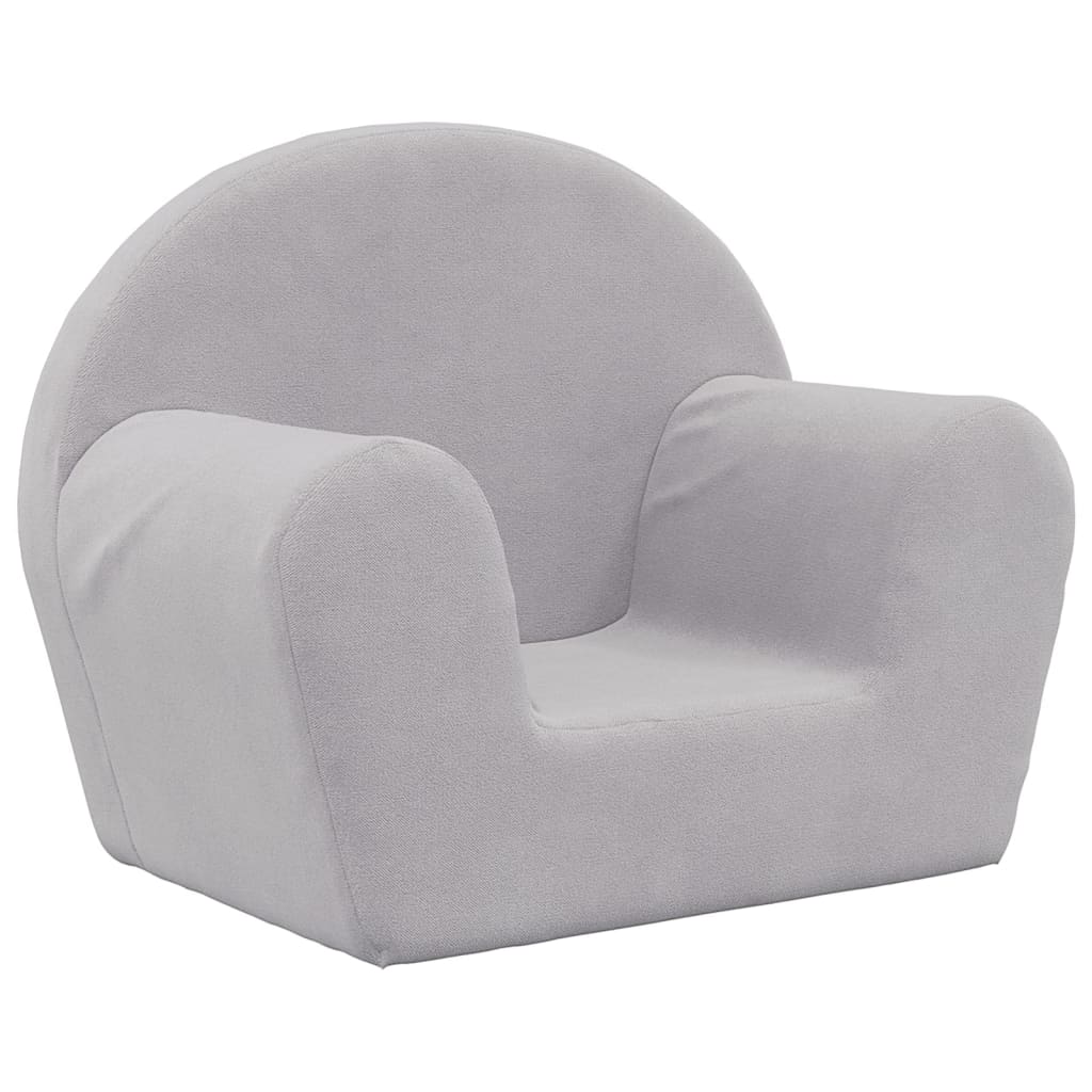 vidaXL Sofá para niños felpa suave en color Gris claro/Gris claro y blanco/Antracita