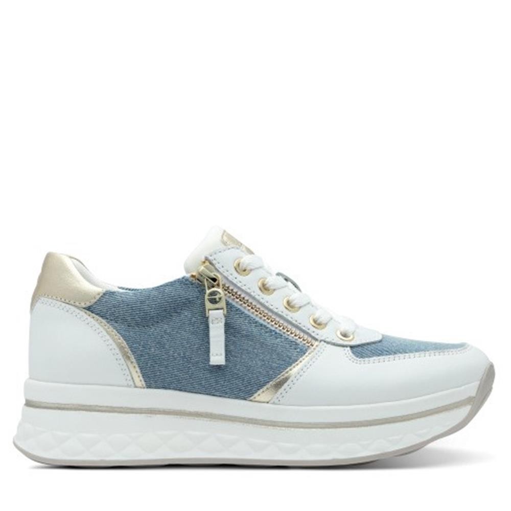 Cómoda  83722 PIEL BLANCA TAMARIS CONFORT: deportivas mujer en piel impermeable, plantilla acolchada y suela de goma flexible. Cómodas todo el día. ¡Cómpralas ahora! Altura Tacón bajo (1-3 cm) Referencia