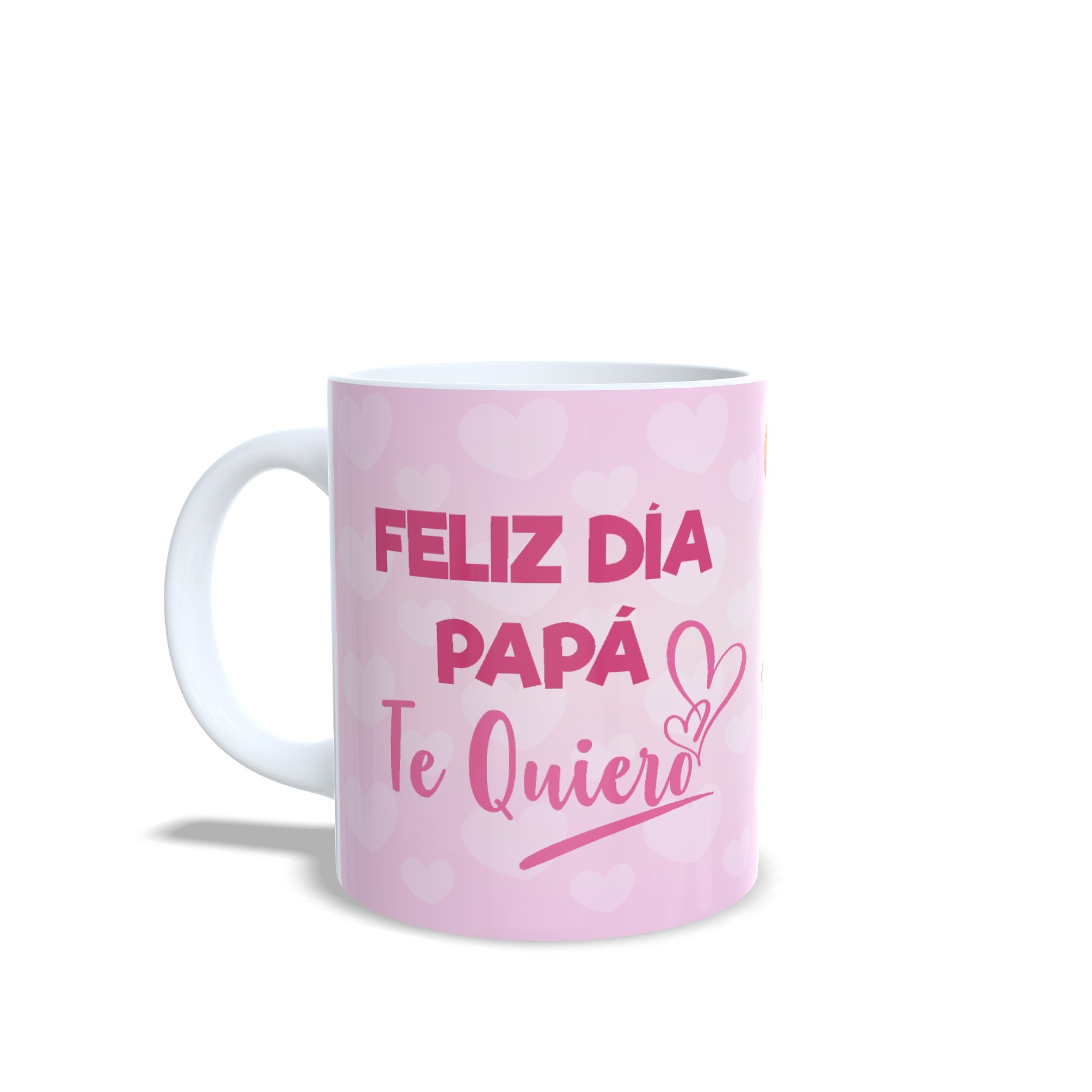 Taza Día del Padre " Feliz Día Papá Te Quiero "- Regalo Día del Padre - Diseño Rosa Corazones - Conecta+y+compra