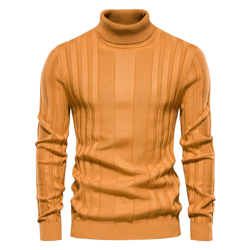 TK Suéter de otoño nuevo para hombre, camisa informal de punto con cuello de tortuga, camisa cálida de fondo, jersey de Color sólido para hombre, talla grande