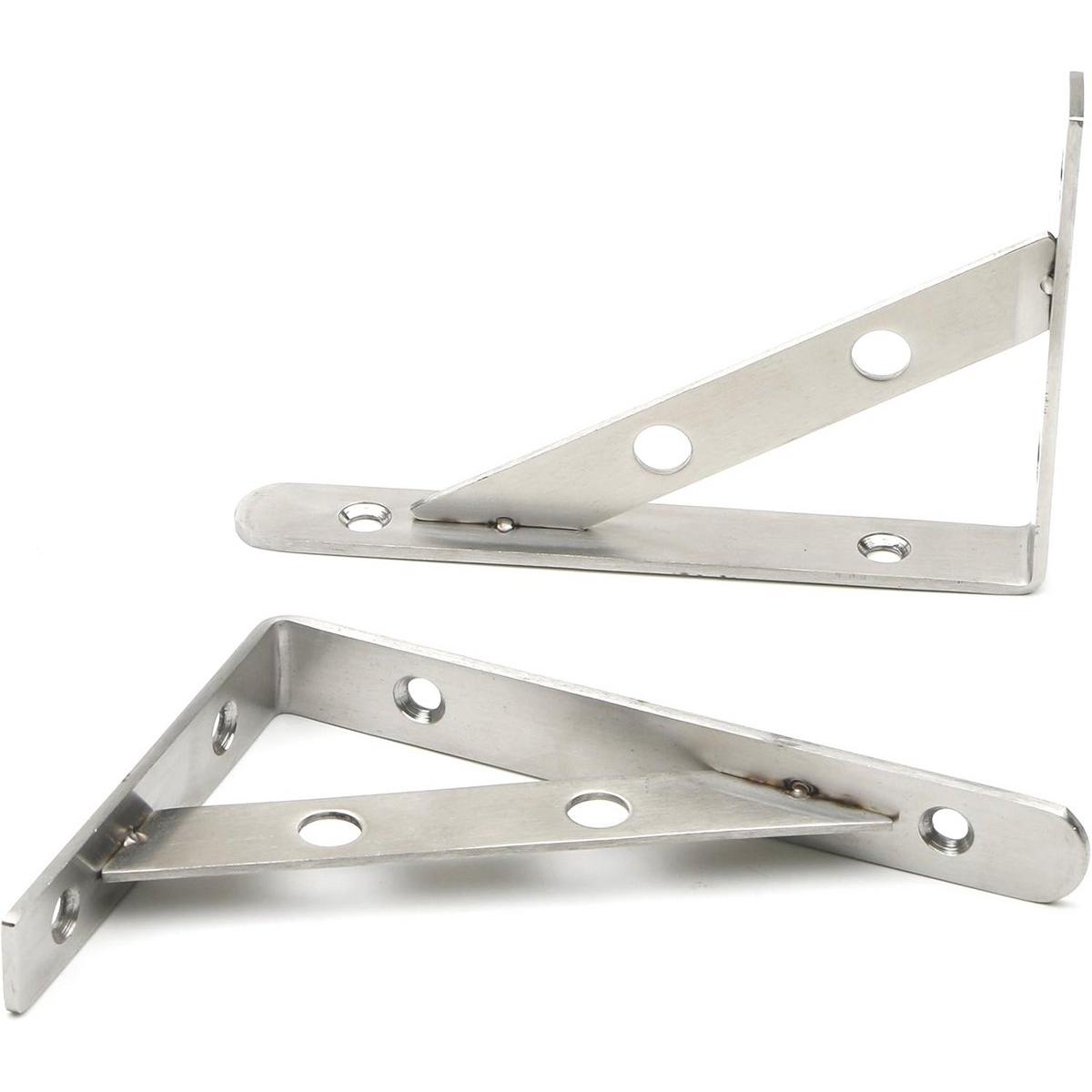 Juego de 2 soportes de esquina de acero inoxidable: soportes resistentes para estantes y muebles.