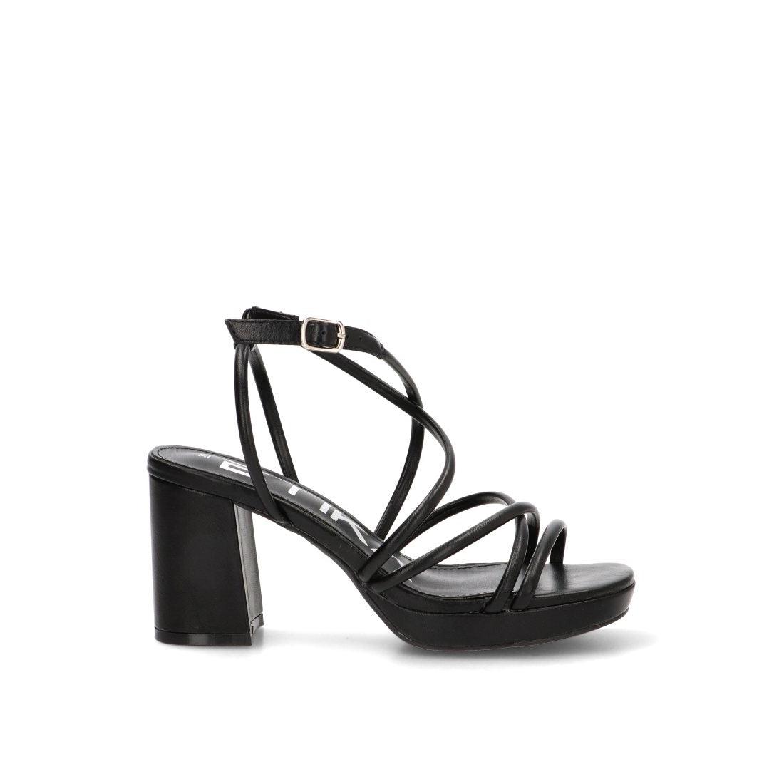 SANDALIA TACÓN TIRAS MURADA 01 90018, ETIKA MUJER, NEGRO