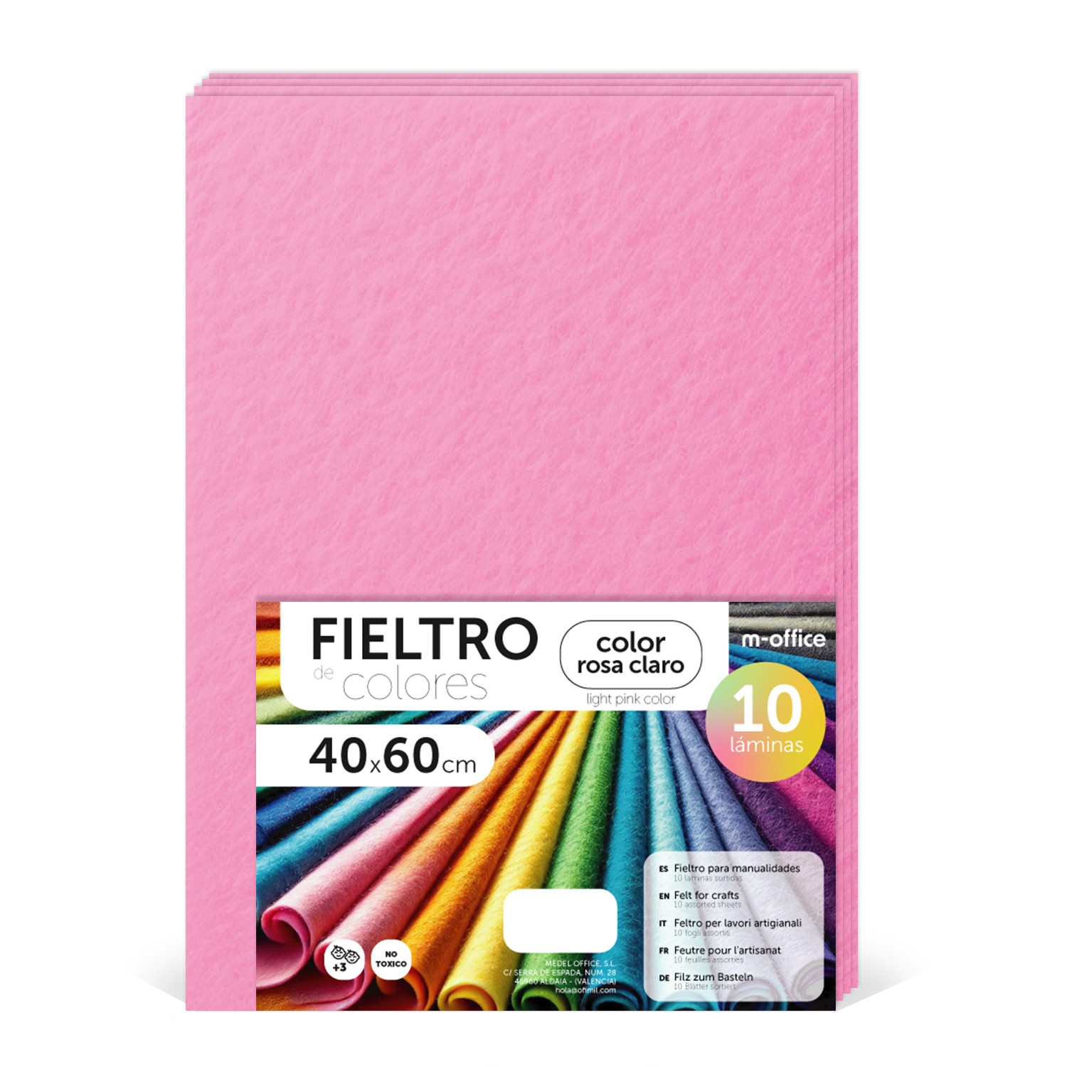 Fieltro para Manualidades, Fieltro de Colores, Suave y Flexible, Material para Costura, Telas Patchwork, Ideal para proyectos DIY, artesanía o decoración, Tamaños Variables - m-office Distintos Colores