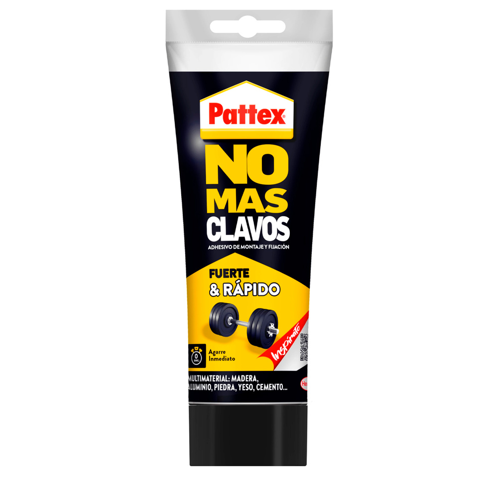 PATTEX No Más Clavos Blanco Tubo 250 g | Adhesivo de Montaje Multimaterial Sin Disolventes Formato Ahorro | Agarre Inicial en 10 Segundos y Fuerza Hasta 60 kg/cm² | Para Madera, Zócalos, Rodapiés, Frisos, Molduras, Cerámica y PVC en Interior