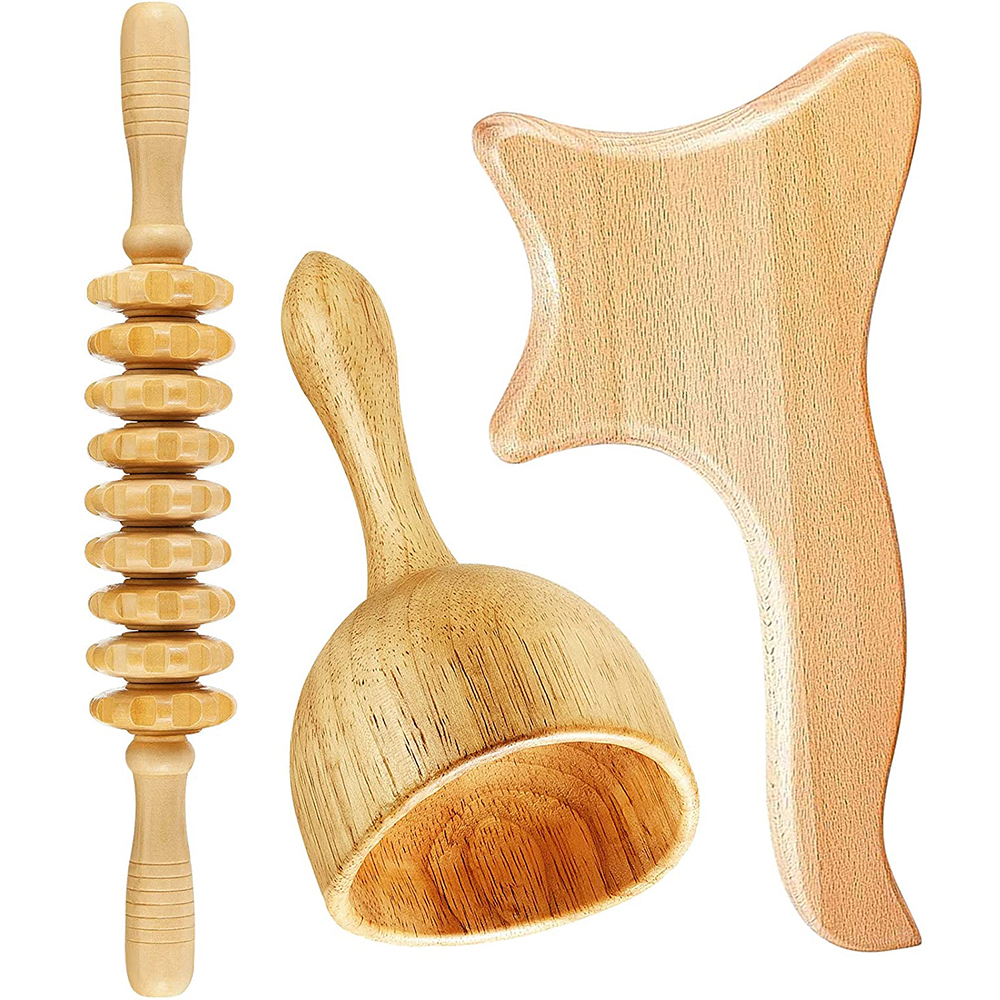 TK Rodillo De Masaje De Madera Para Terapia Lymphática Desagüe Masajeador Anticelulitis Fascia Para Alivio Del Dolor Muscular Corporal Tamaño Multi SML