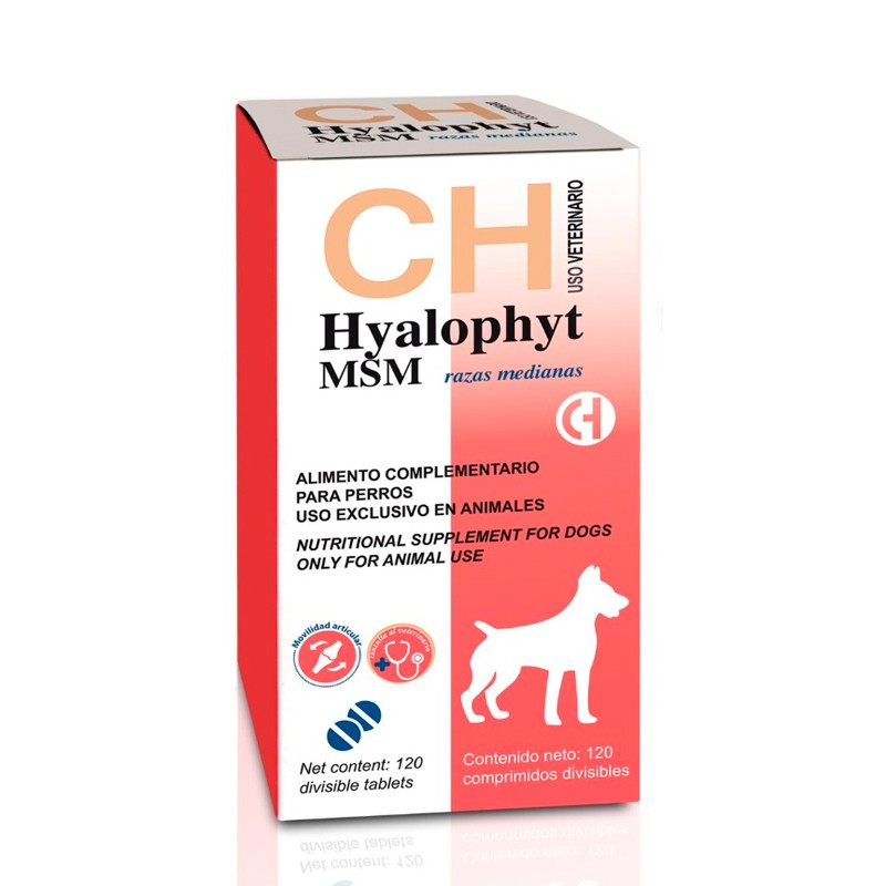 ChemicalIberica - Hyalophyt MSM Razas Medianas 120 Comprimidos | Condroprotector Articular Perros