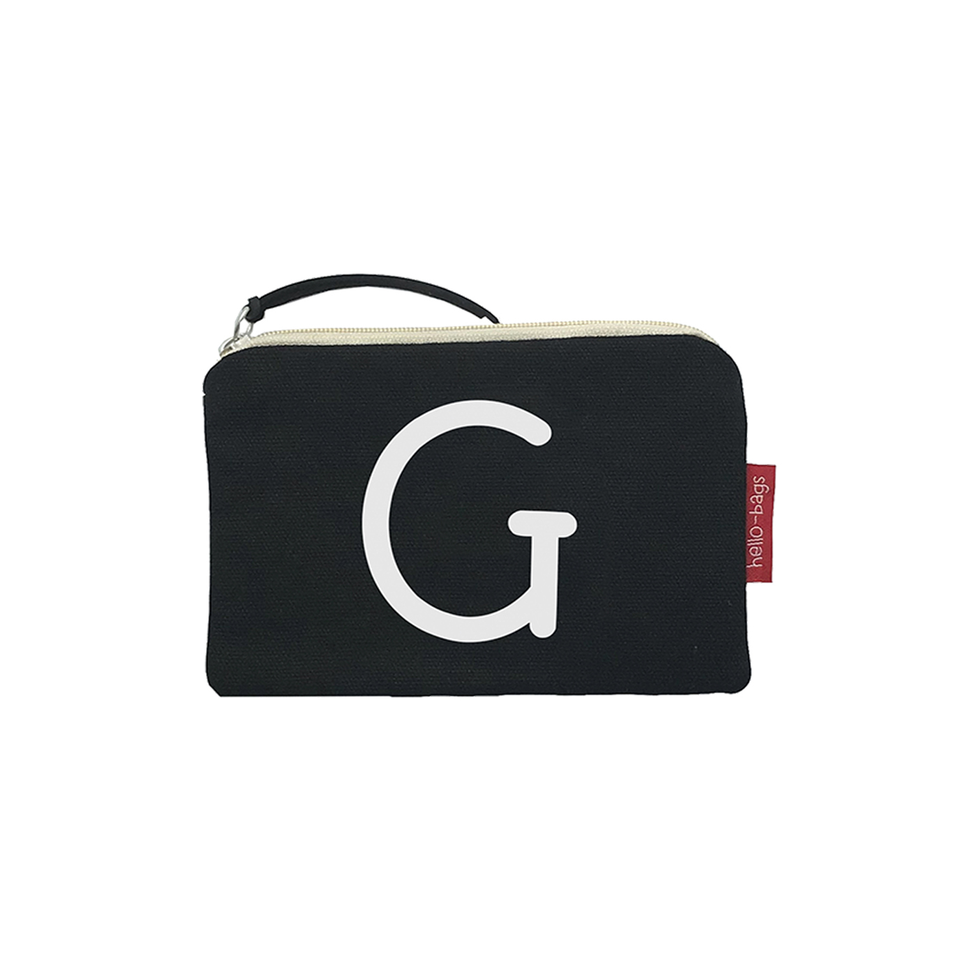 Hello-Bags. Bolso Monedero / Billetero / Tarjetero con cremallera y forro interior. Exterior: Algodón 100%. Incluye sobre kraft de regalo. Modelo: "G". Crudo / Negro. 14x10 cm.