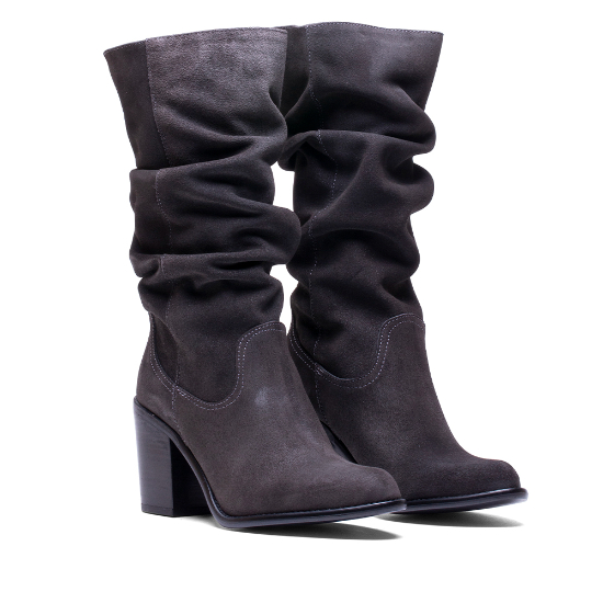 Botas Altas Elodie CA-322 Serraje Gris - Tacón 80mm