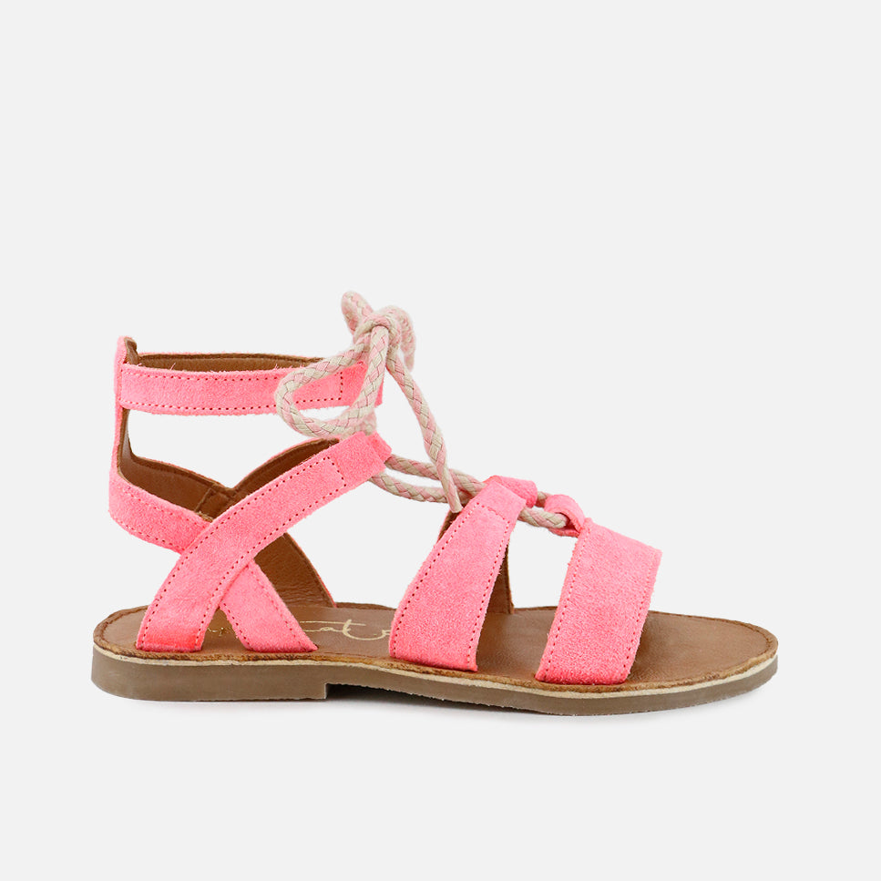 Sandalias Romanas Velour fluor coral Tuda Papanatas | Eli 1957