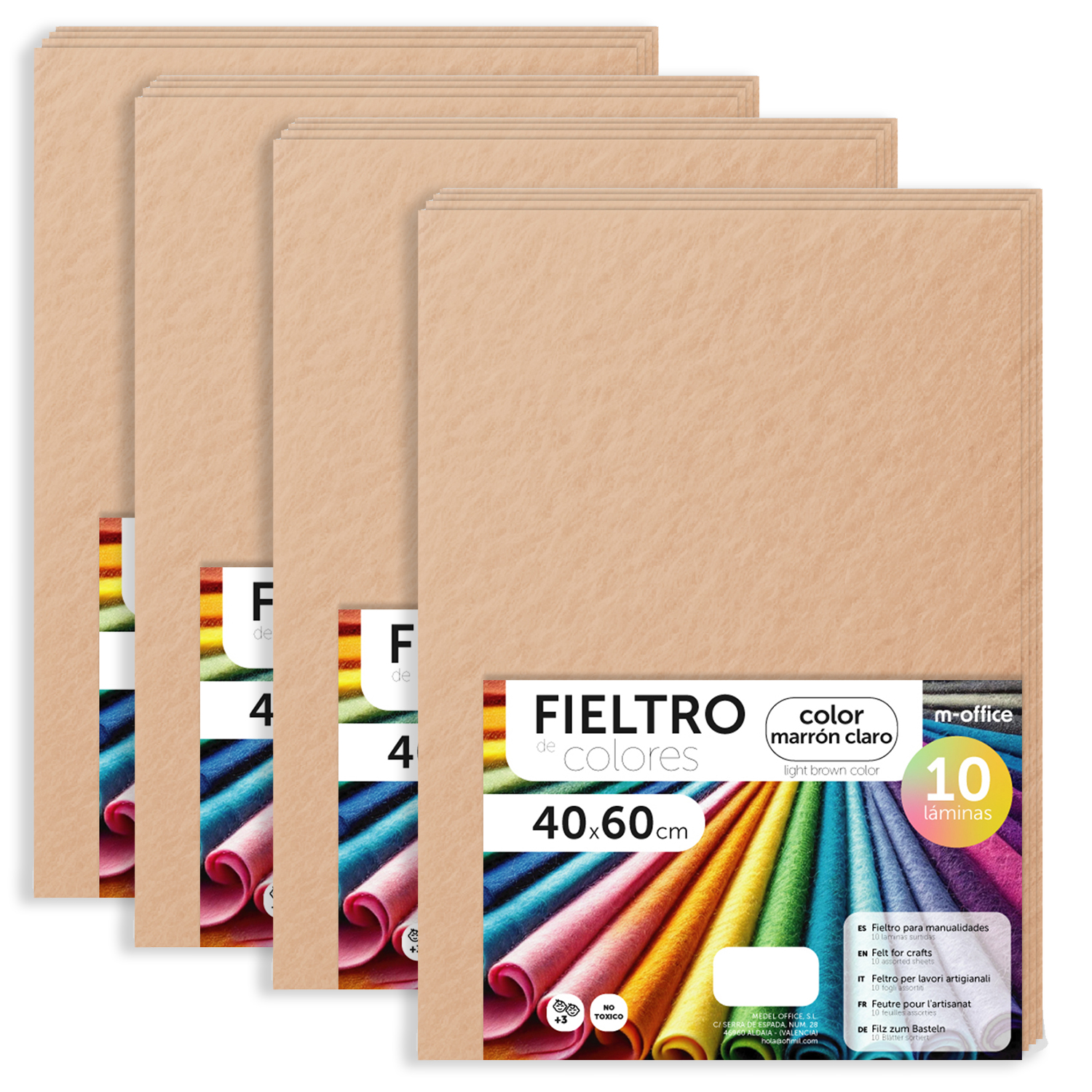 Fieltro para Manualidades, Fieltro de Colores, Suave y Flexible, Material para Costura, Telas Patchwork, Ideal para proyectos DIY, artesanía o decoración, 40x60cm - m-office (marrón claro, 40 uds)