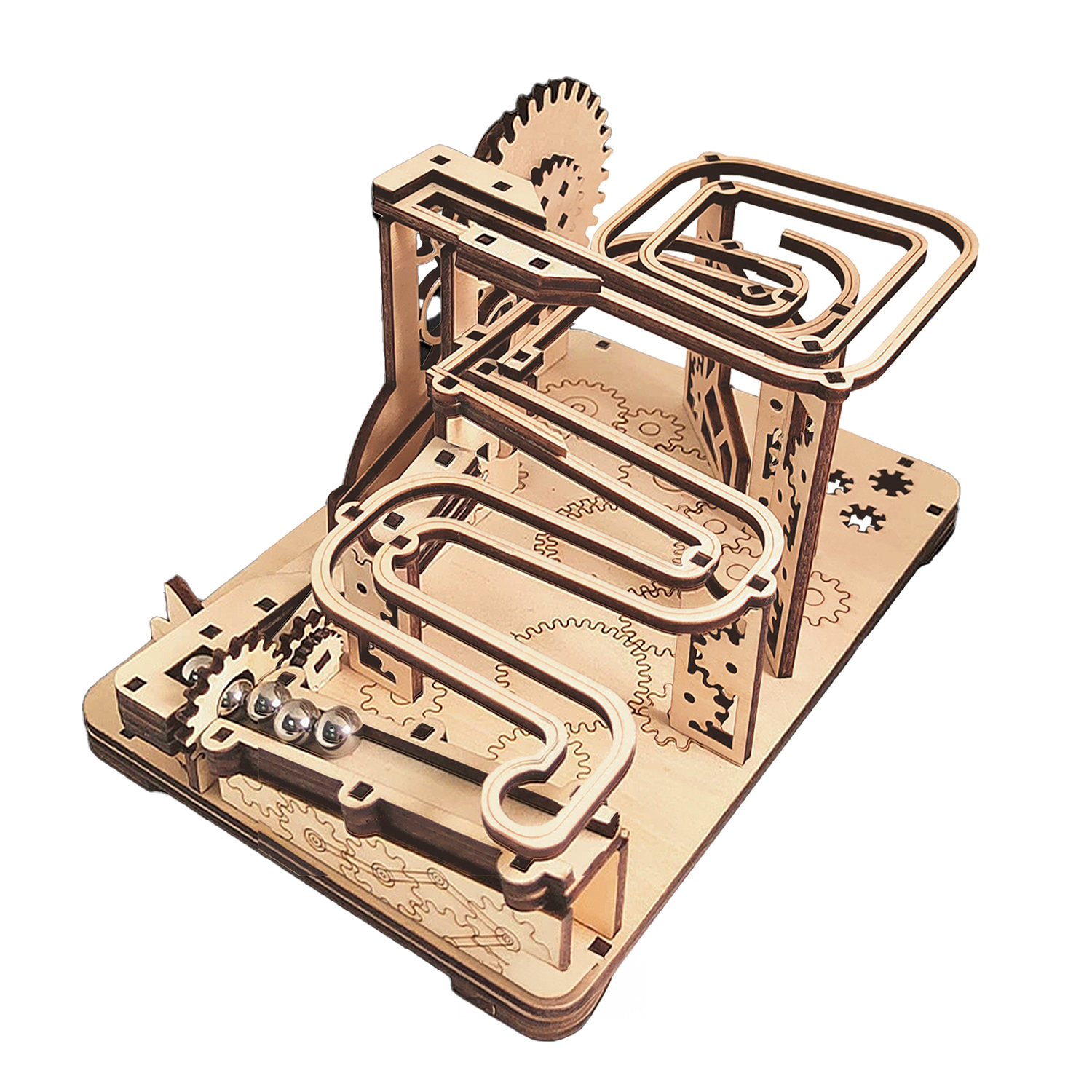 DAM. Maqueta de Madera 3D, con movimiento mecánico diseño de Lanzapiedras Mecánico. 81 piezas. 16x13x9cm.