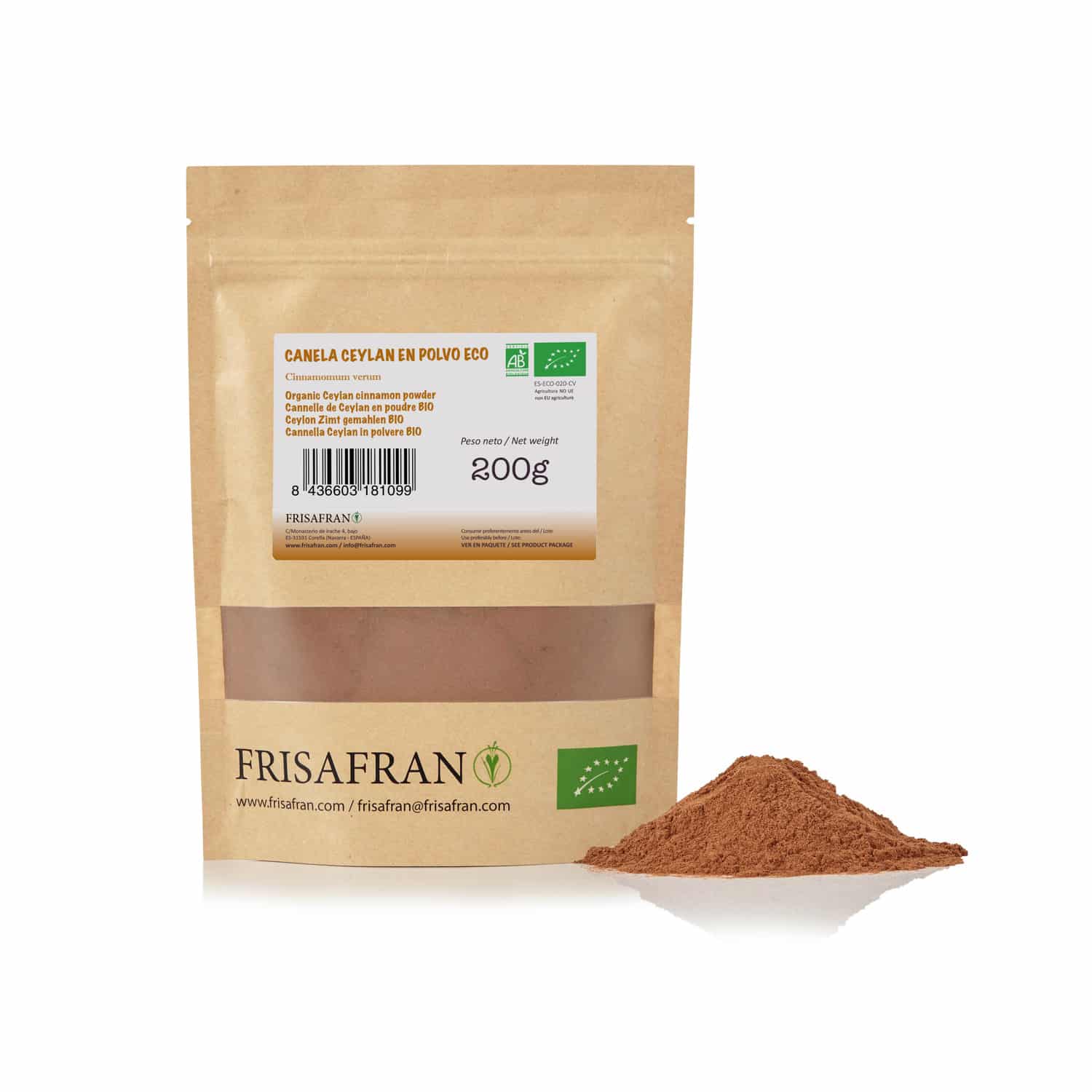 Canela Ceylan en Polvo Ecológica FRISAFRAN
