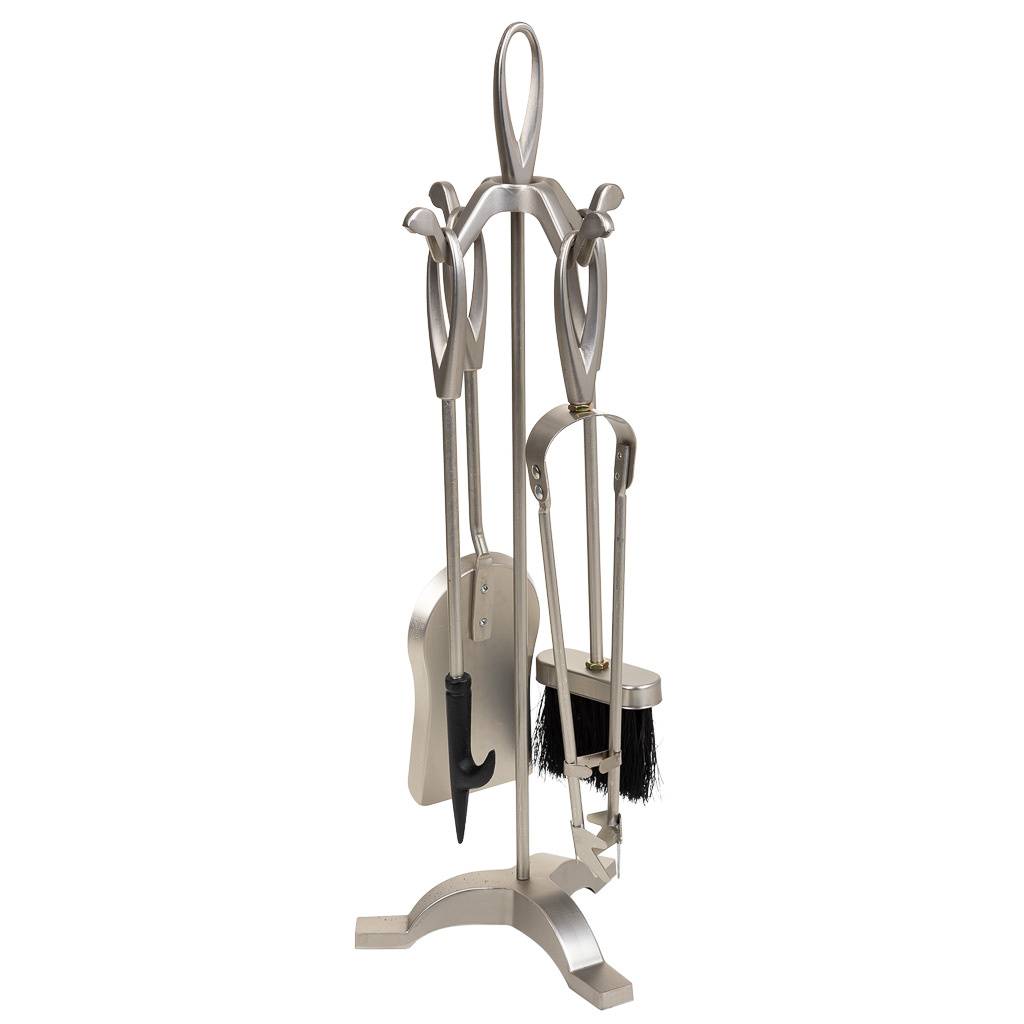 Wonderlust Deco - Set 5 herramientas para la chimenea de metal negras Negro 19x19x61h cm