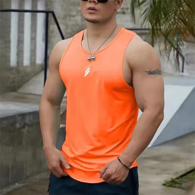 TK Camiseta De Hombre Verano 2025 Casual Redonda Malla Entrenamiento Rápido Secado Top Deportivo Fitness Sin Mangas Chaleco