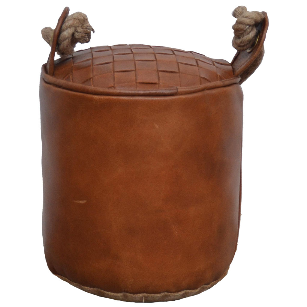 Wonderlust Deco - Tope de puerta de piel y cuerda marrón 20x20x20h cm Marrón 20x20x20h cm