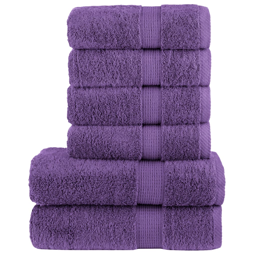vidaXL Juego de toallas 6 piezas 100% algodón 600 gsm toalla Color Marrón, Morado, orange y mas