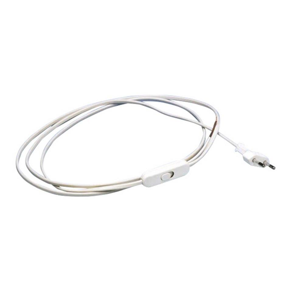 CABLE blanco 2mts CLAVIJA + INTERRUPTOR ADoceVoltios