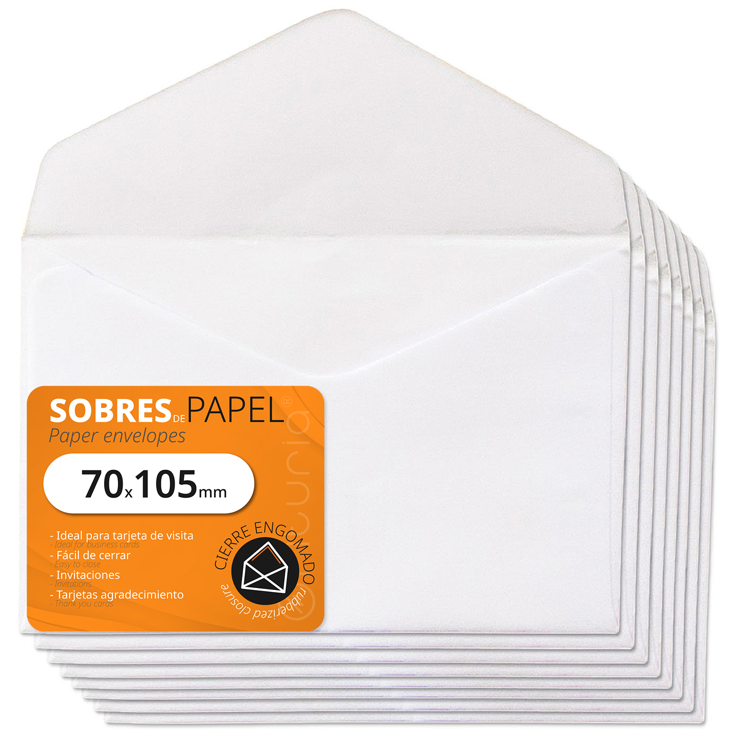 Sobres Papel, Sobres de Papel Blanco con Solapa de Pico, Sobres para Invitaciones y Cartas, Sobres para Tarjeta de Visita, Sobres Papel para Tarjetas Regalo, Cumpleaños - Ofituria (70x105mm, 50 uds)