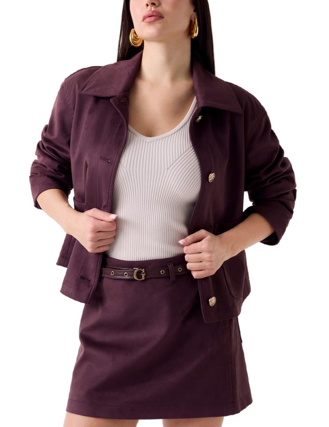 Chaqueta Guess Grace granate de ante para mujer