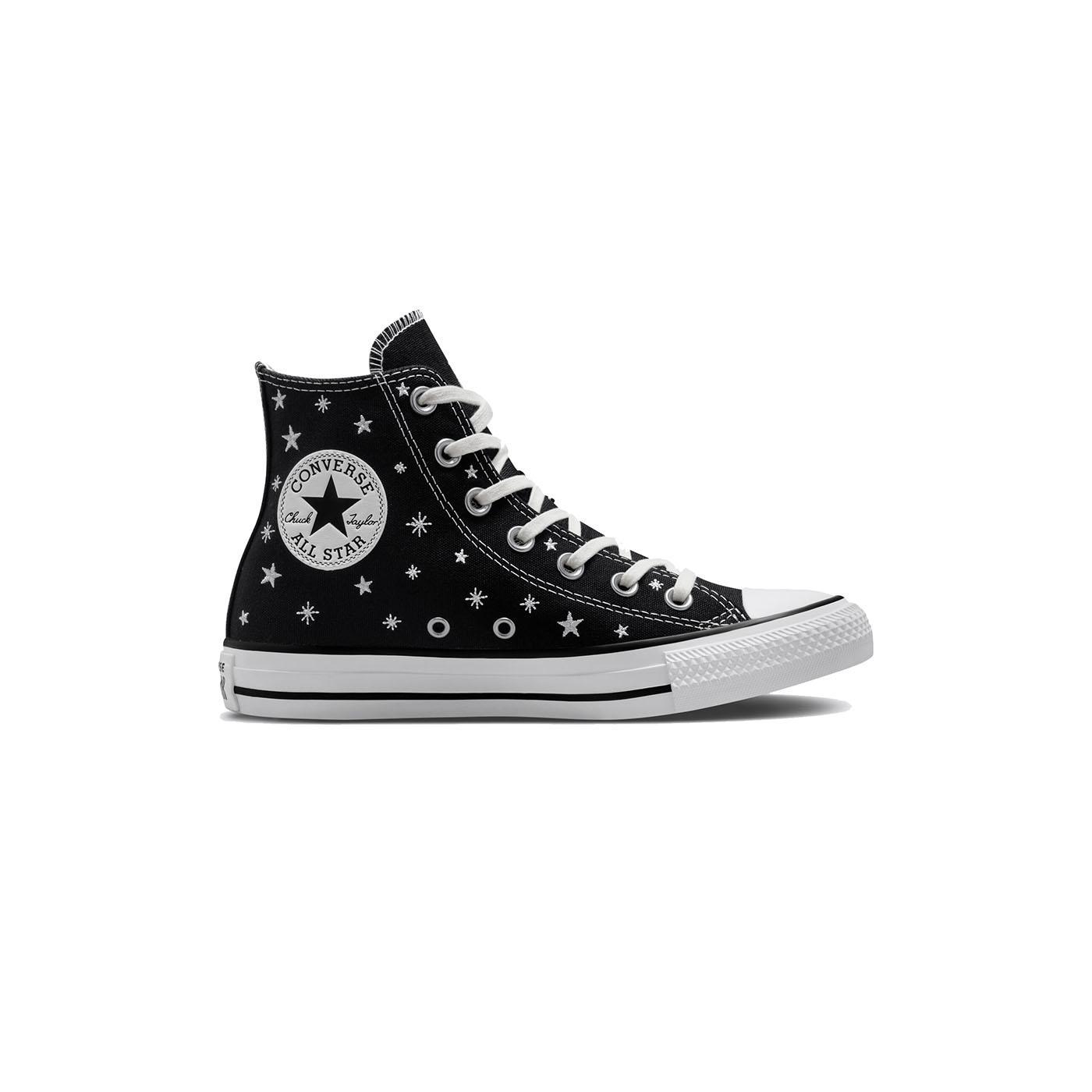 Converse Zapatilla Mujer Negra All Star Hi Embroidered