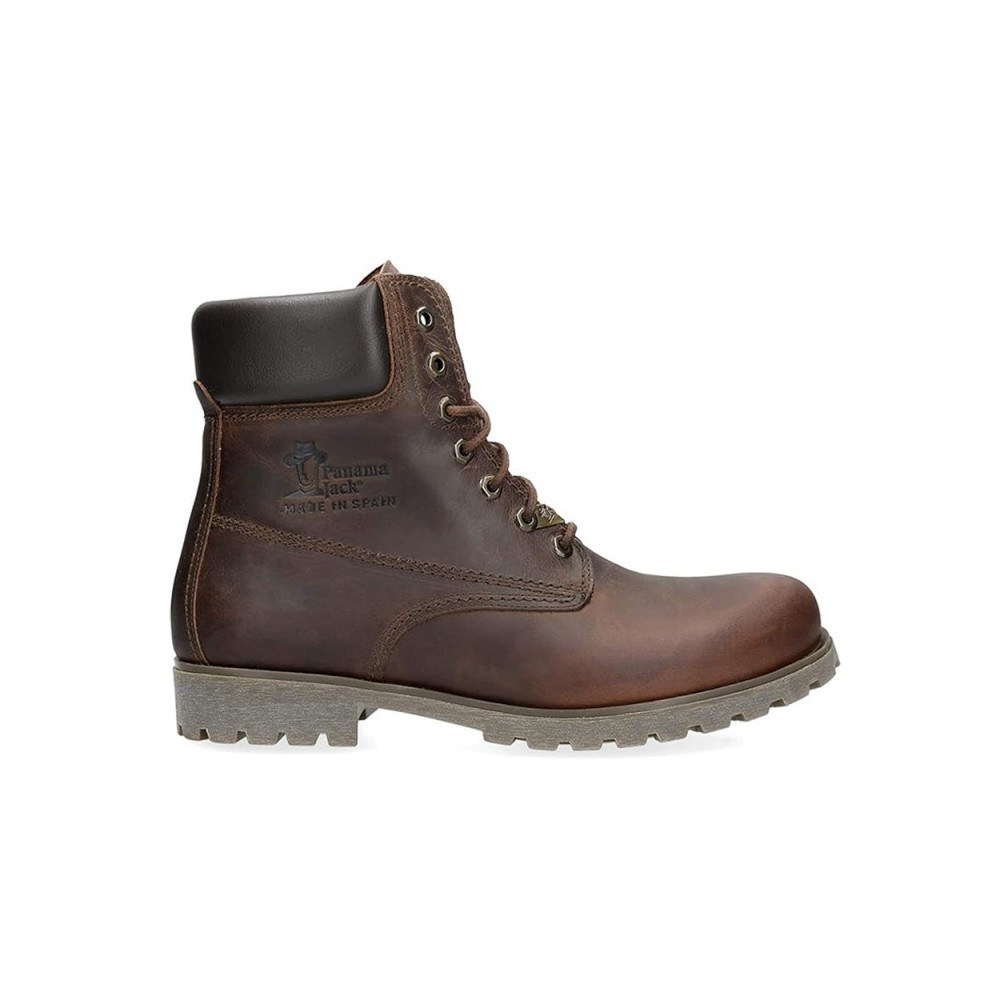 Panama Jack - Botas hombre Panama para aventuras urbanas e invierno, de cuero marrón con suela antideslizante y cordones ajustables