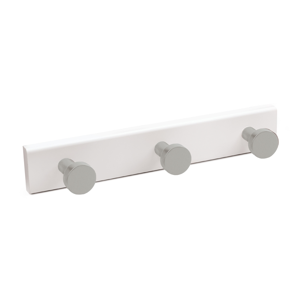 PERCHA Pared Pomos cromo mate - base blanco vertical 358x50MM