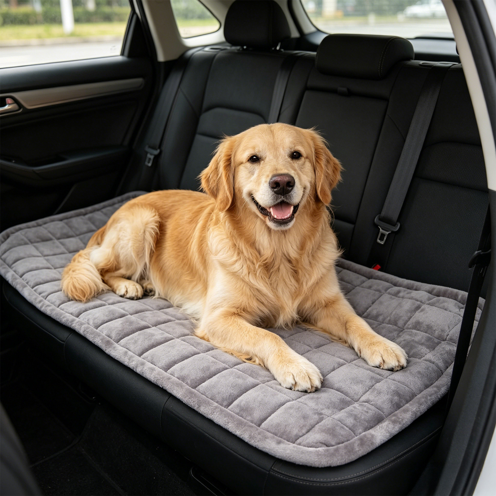 Nobleza Rückbanksitz-Hundematte, rutschfest, grau – Passend für SUVs, Trucks & Sitzverlängerer – Reiseunterlage für Haustiere – 125x58 cm