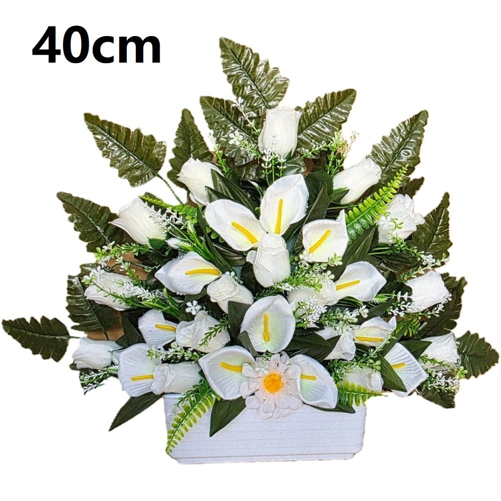 Flores artificiales para cementerio,Centro Flores para santos duraderas de tela con maceta,Gerimport,Envios desde España