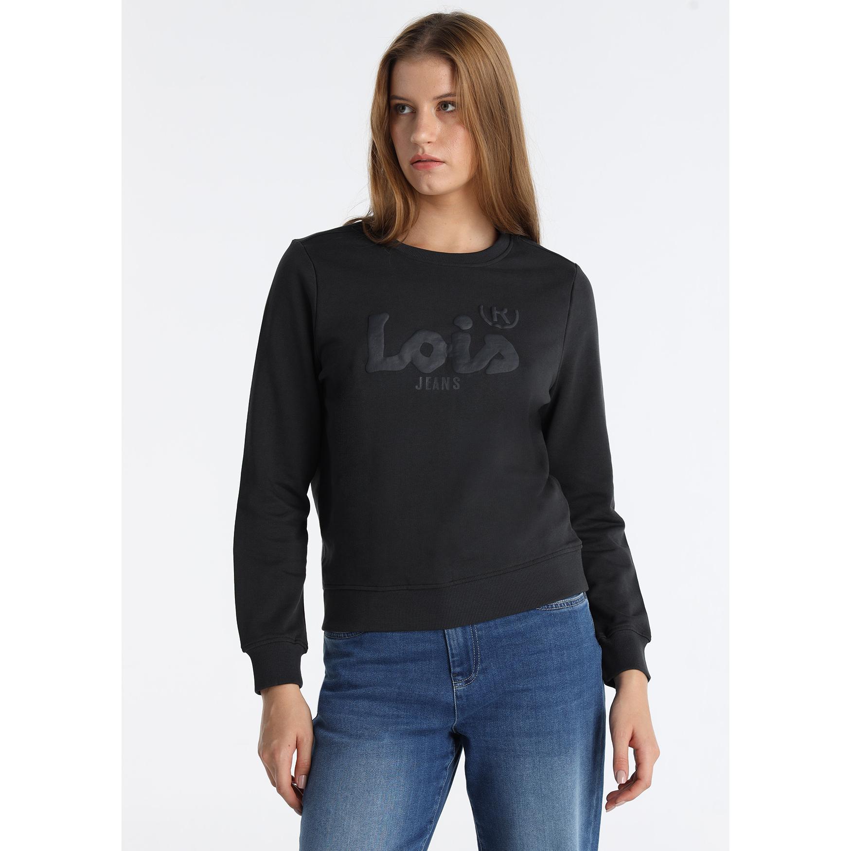 LOIS JEANS - Sudadera basica sin capucha cuello caja grafica brand